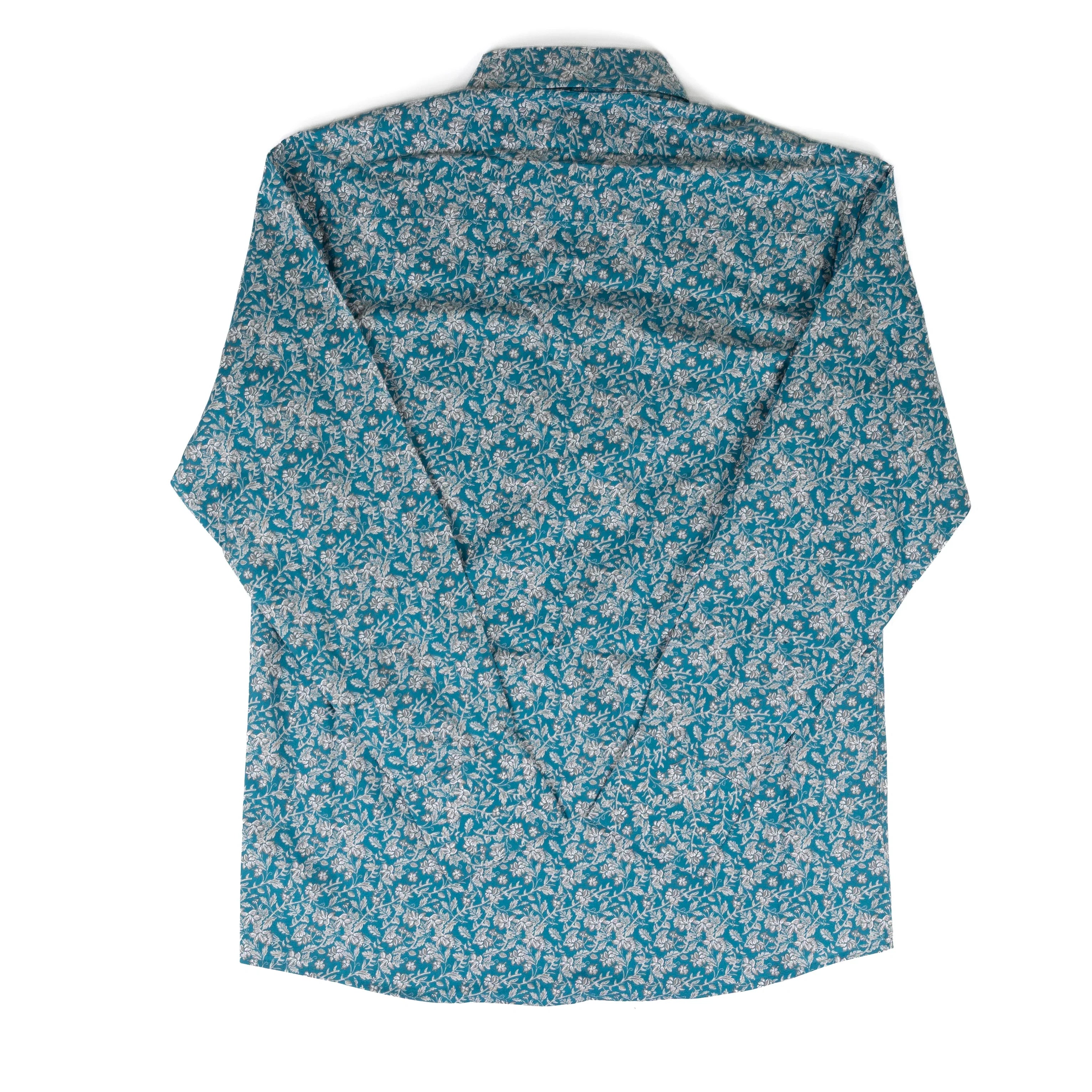 Men's Wrangler George Strait Teal Floral Print Snap Shirt 112381969