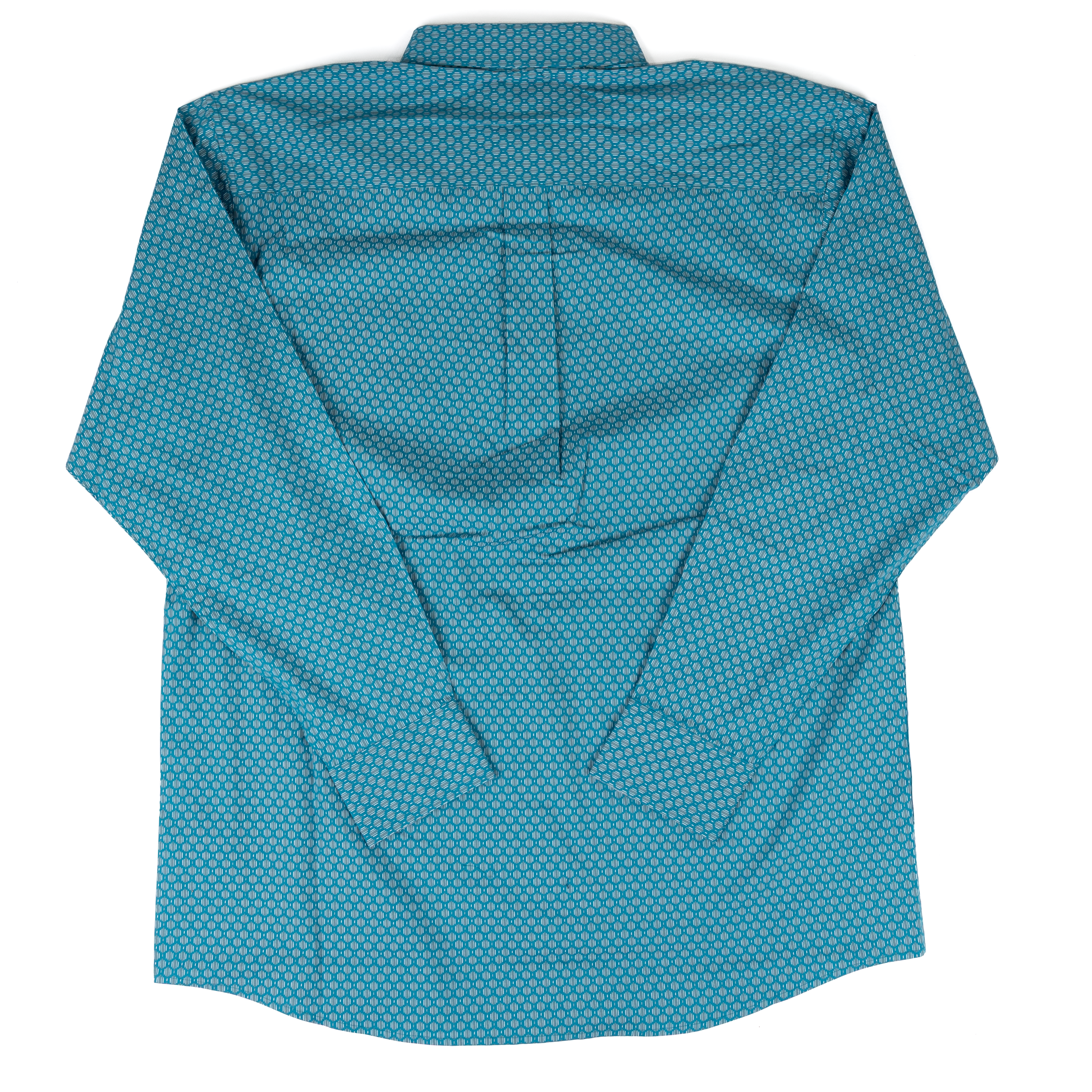 Men's Wrangler George Strait Teal Geo Print Button Down Shirt 112381971