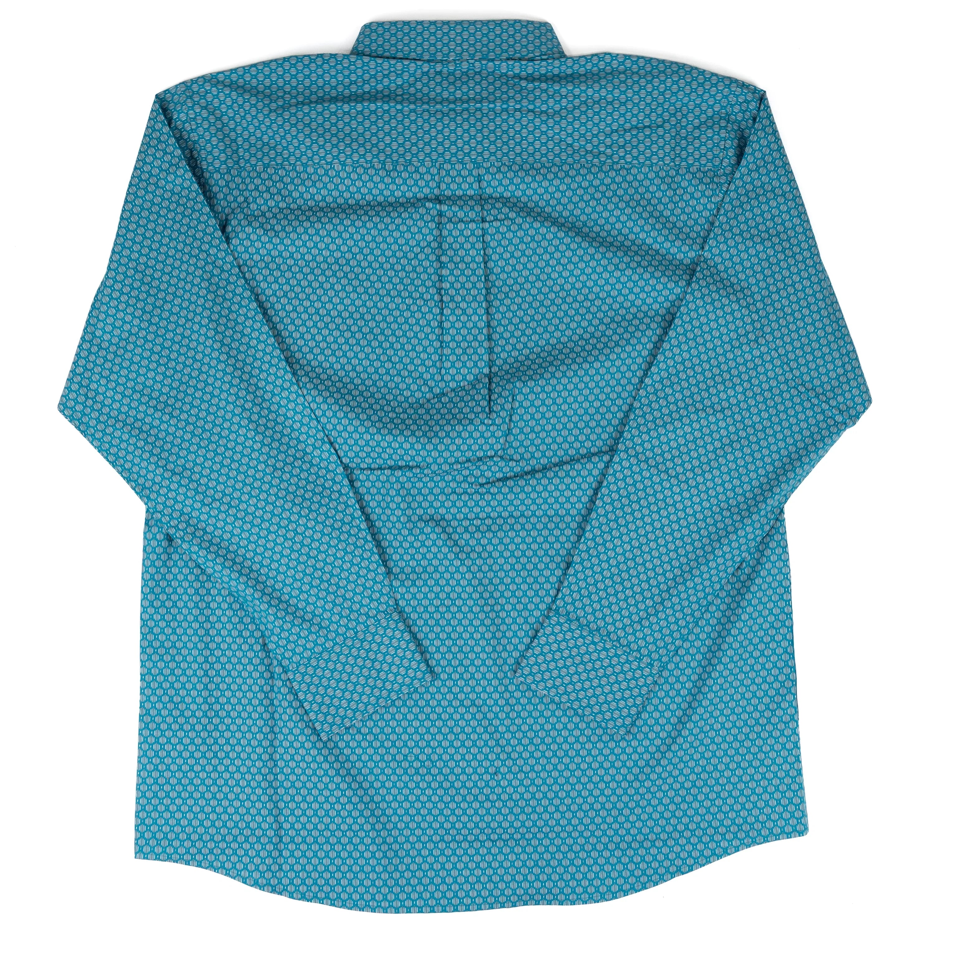 Men's Wrangler George Strait Teal Geo Print Button Down Shirt 112381971