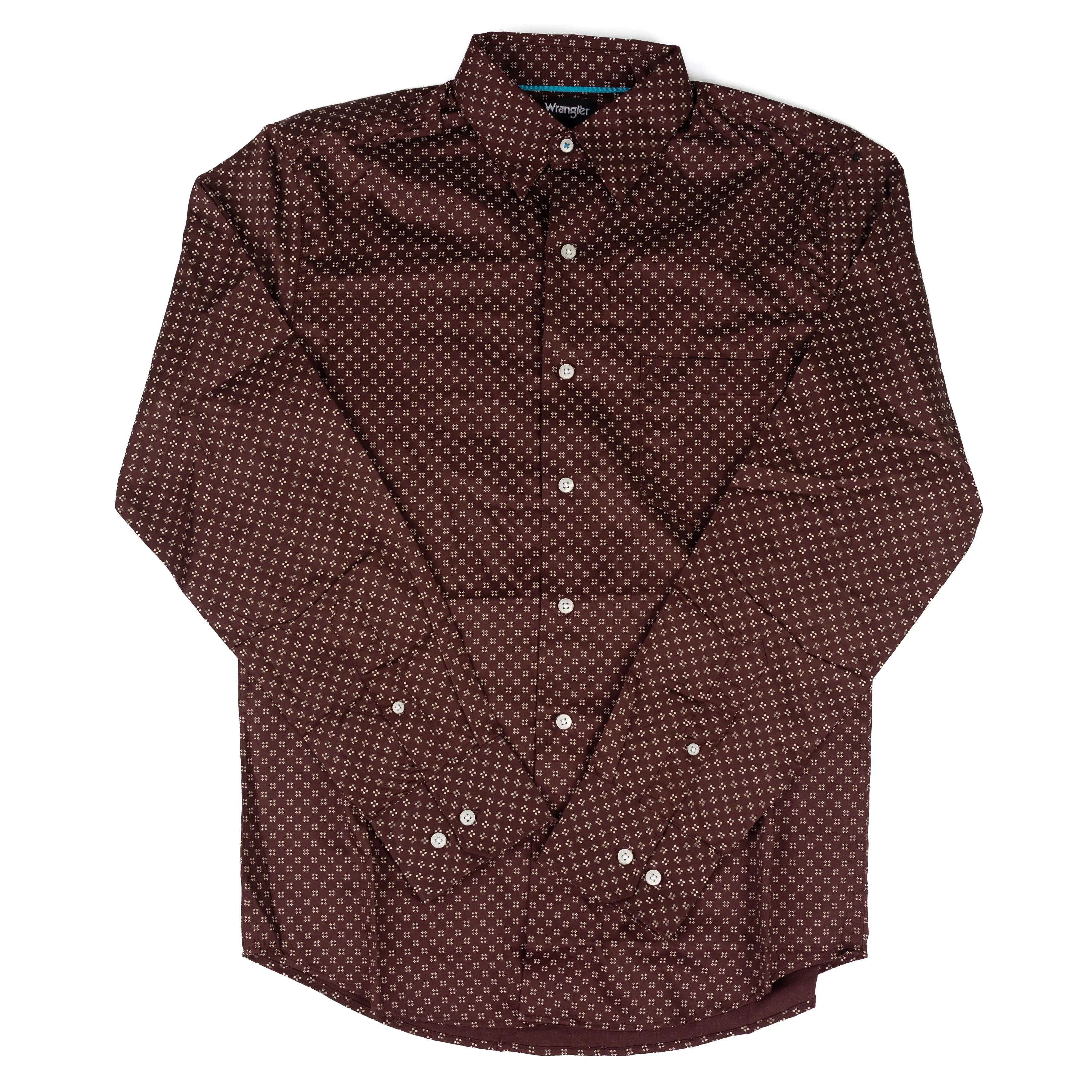 Men's Wrangler Cody Johnson Brown Printed Button Down Shirt 112381552