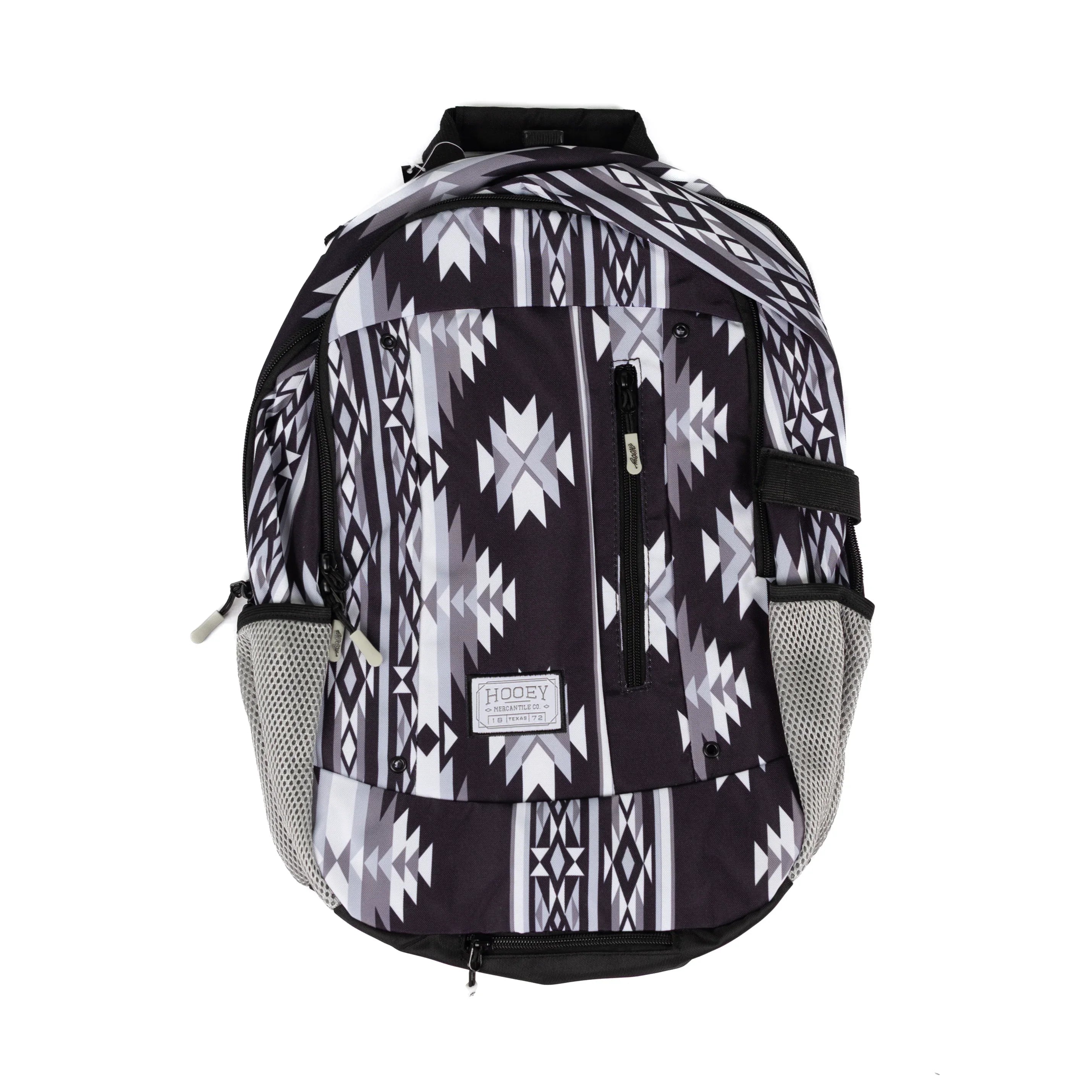 Hooey Rockstar Black and Gray Aztec Printed Backpack BP2602AZBK
