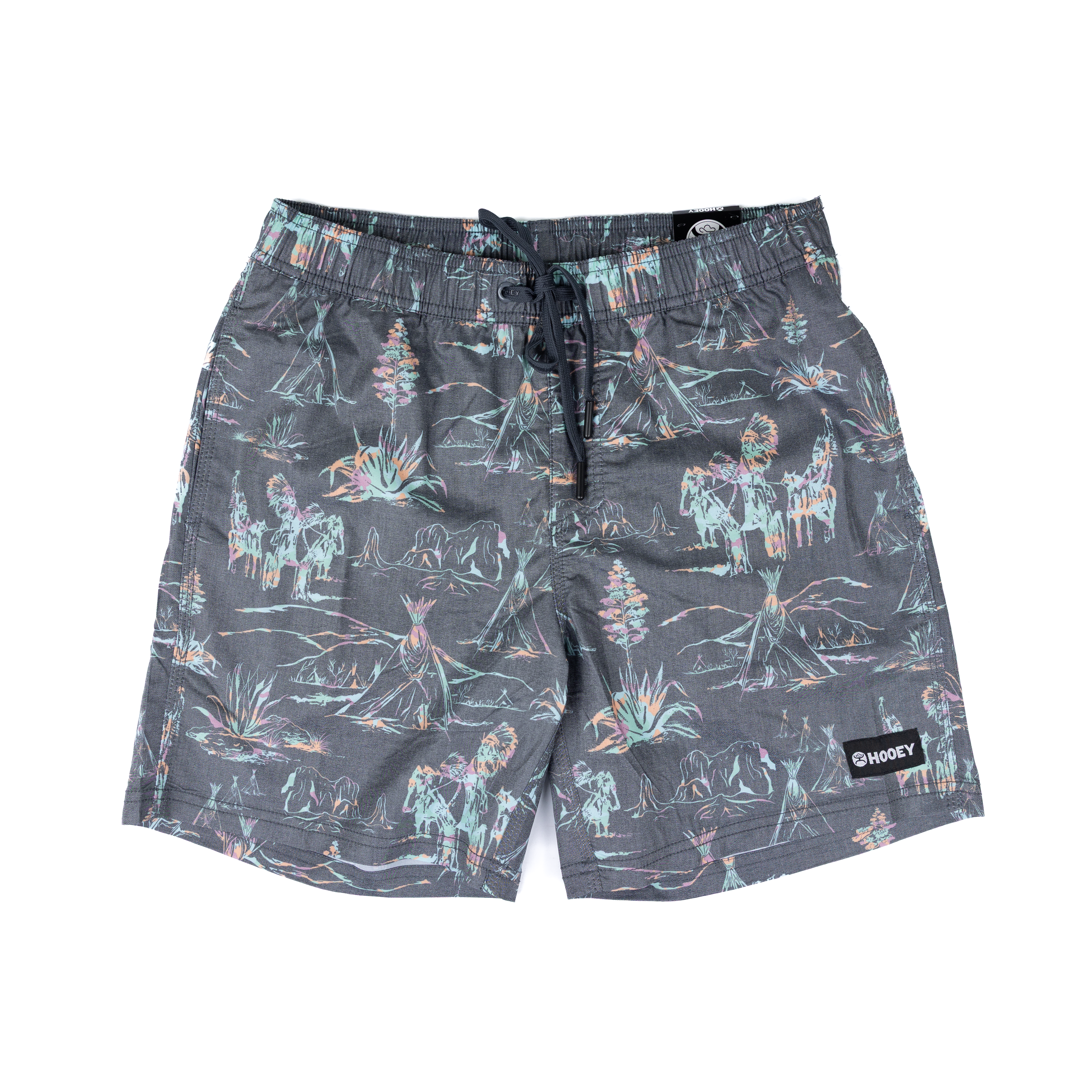 Men's Hooey Gray Pinstripe Boardshorts HB2601CHPR