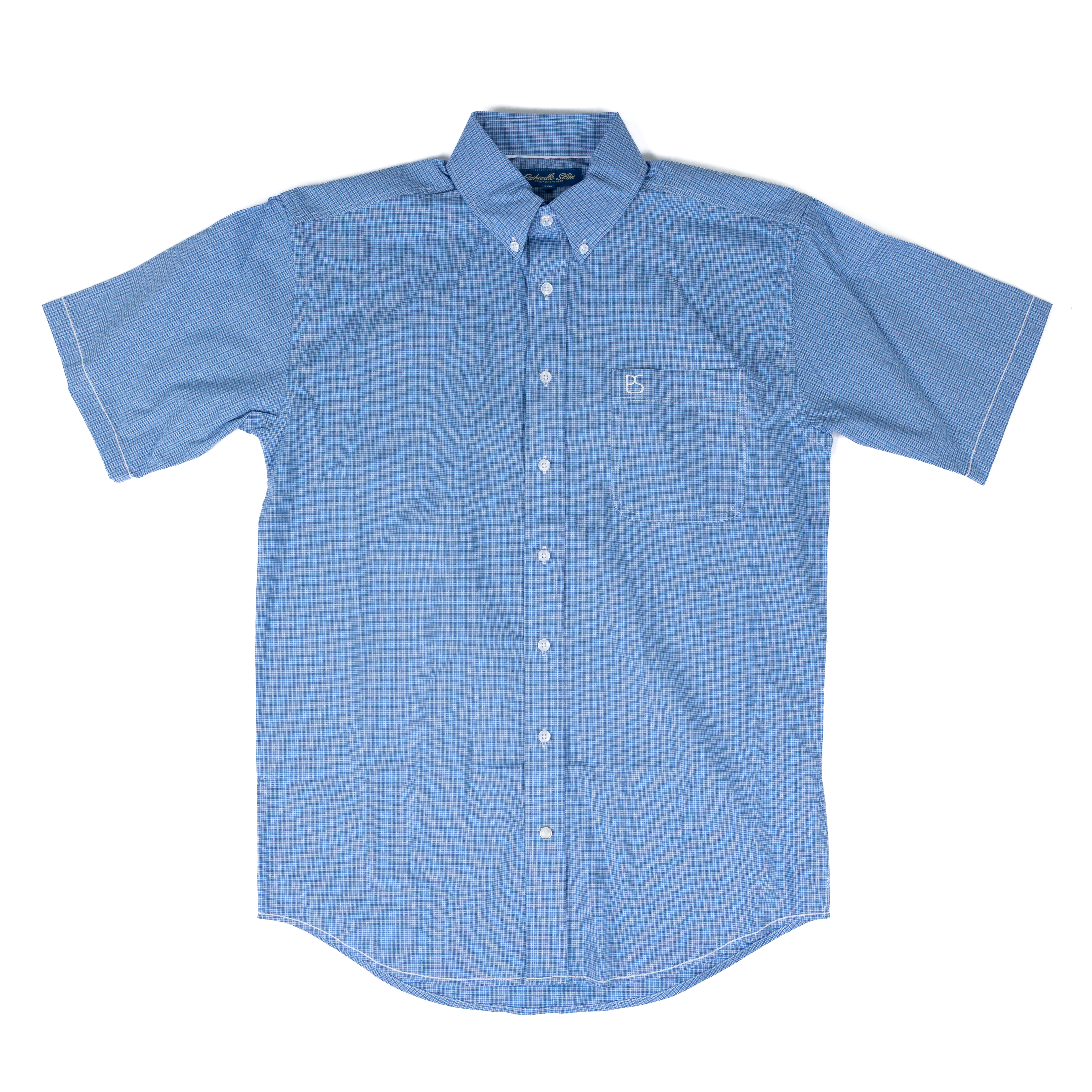 Men's Panhandle Blue Short Sleeve Button Up Shirt RMB3S08267
