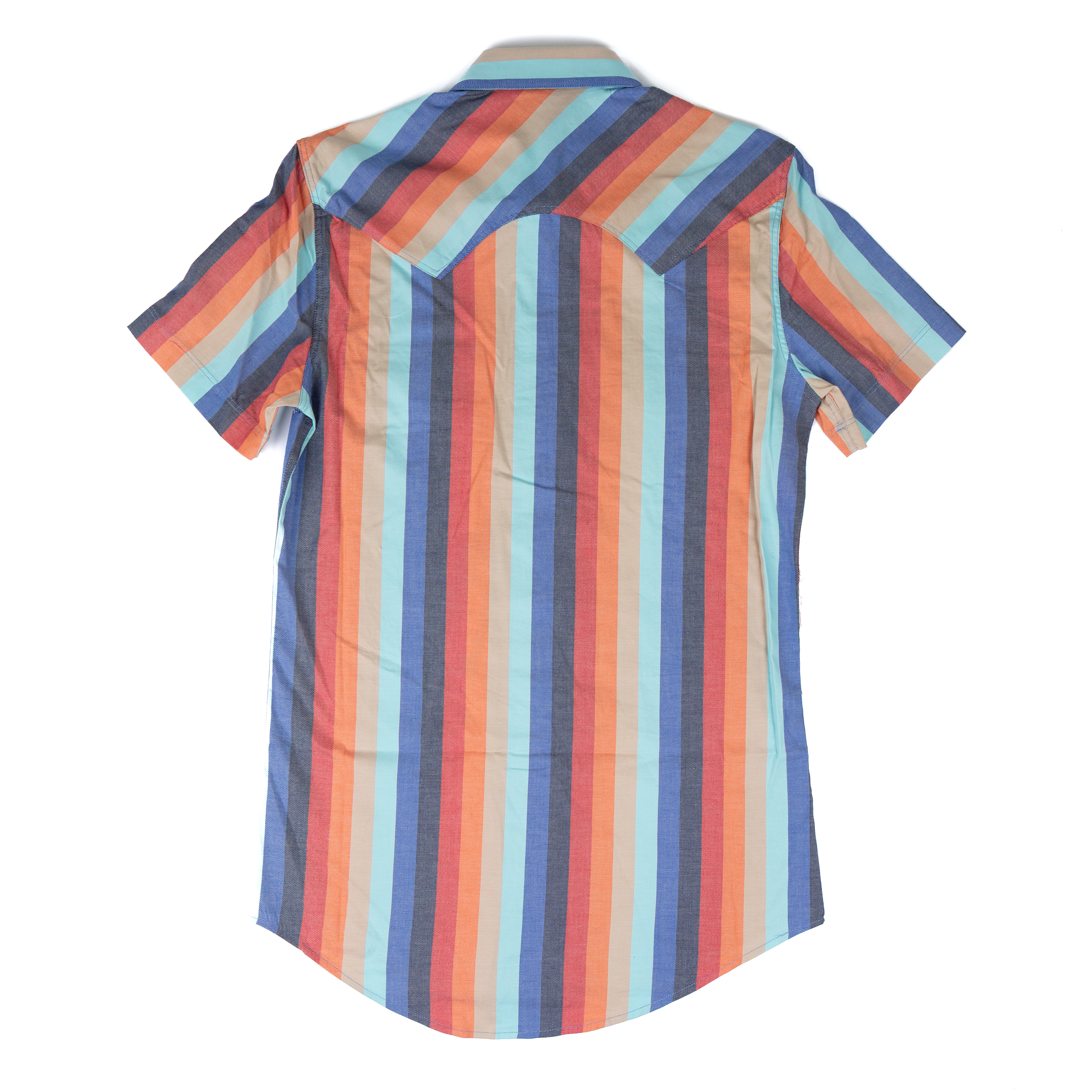 Men's Rock and Roll Denim Orange Vintage Stripe Snap Shirt BMN3S08325