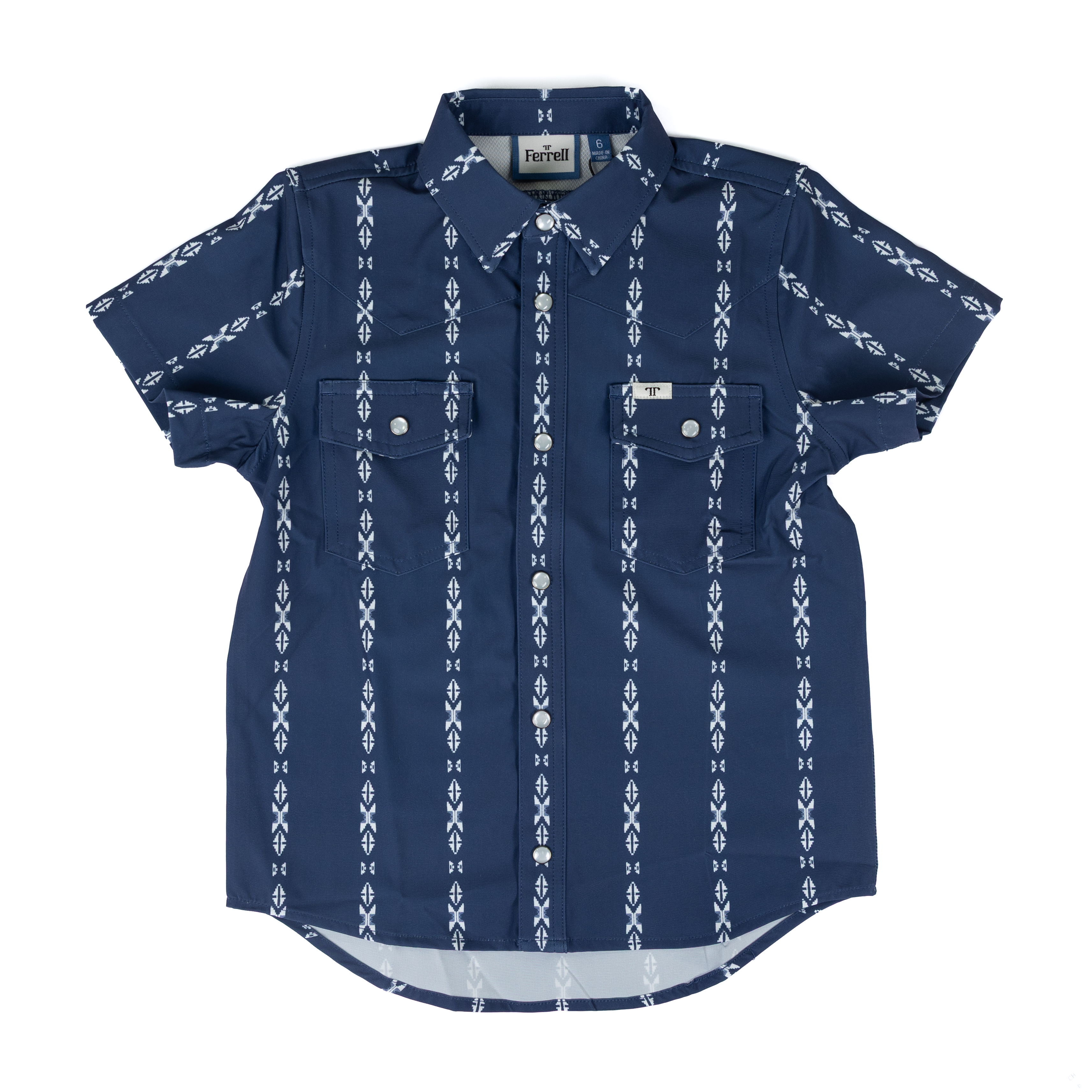 Boy's Ferrell Blue Short Sleeve Maverick Snap Shirt KPS3026064