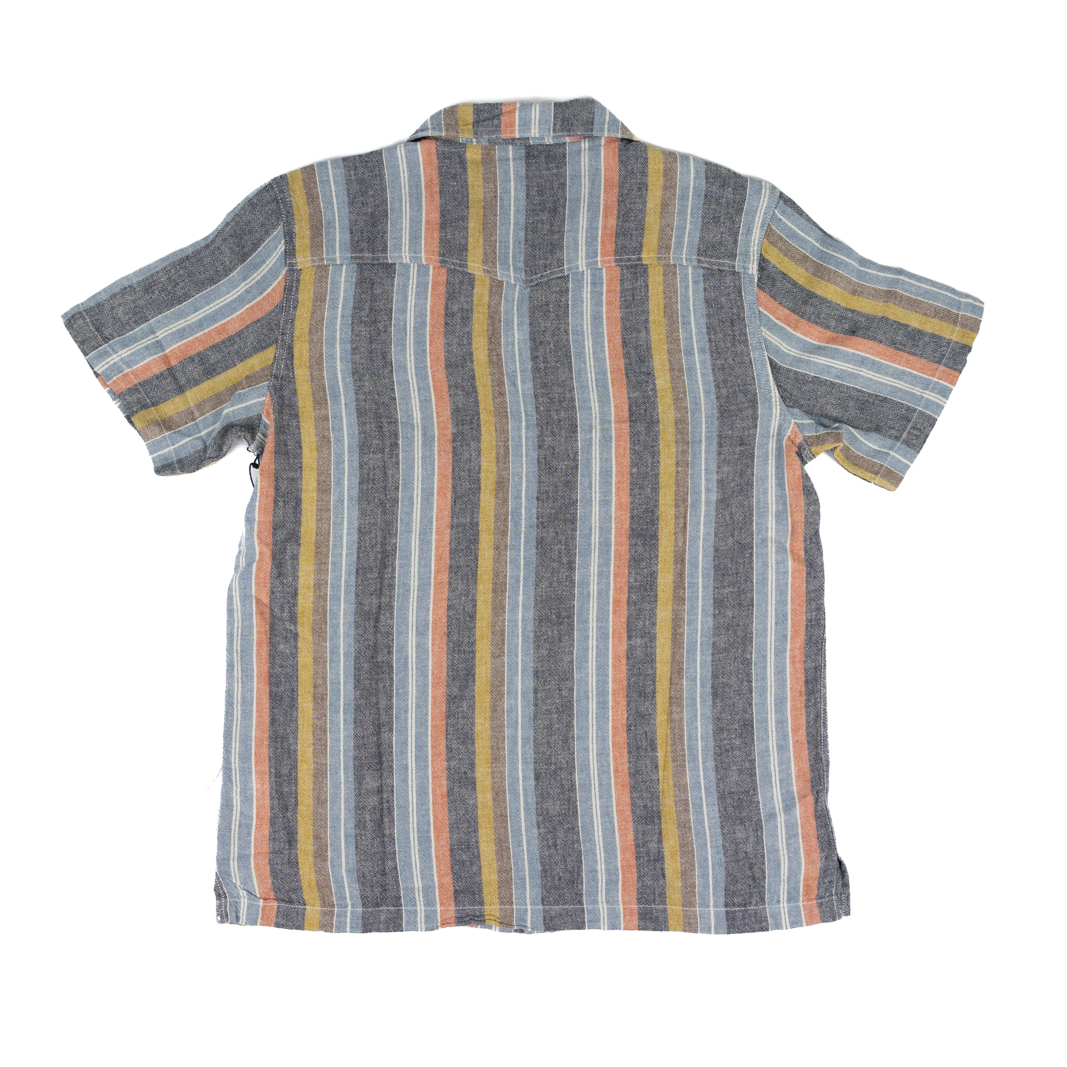 Men's Seager Short Sleeve Multicolor Striped Snap Shirt MSSU26WHIPBLU
