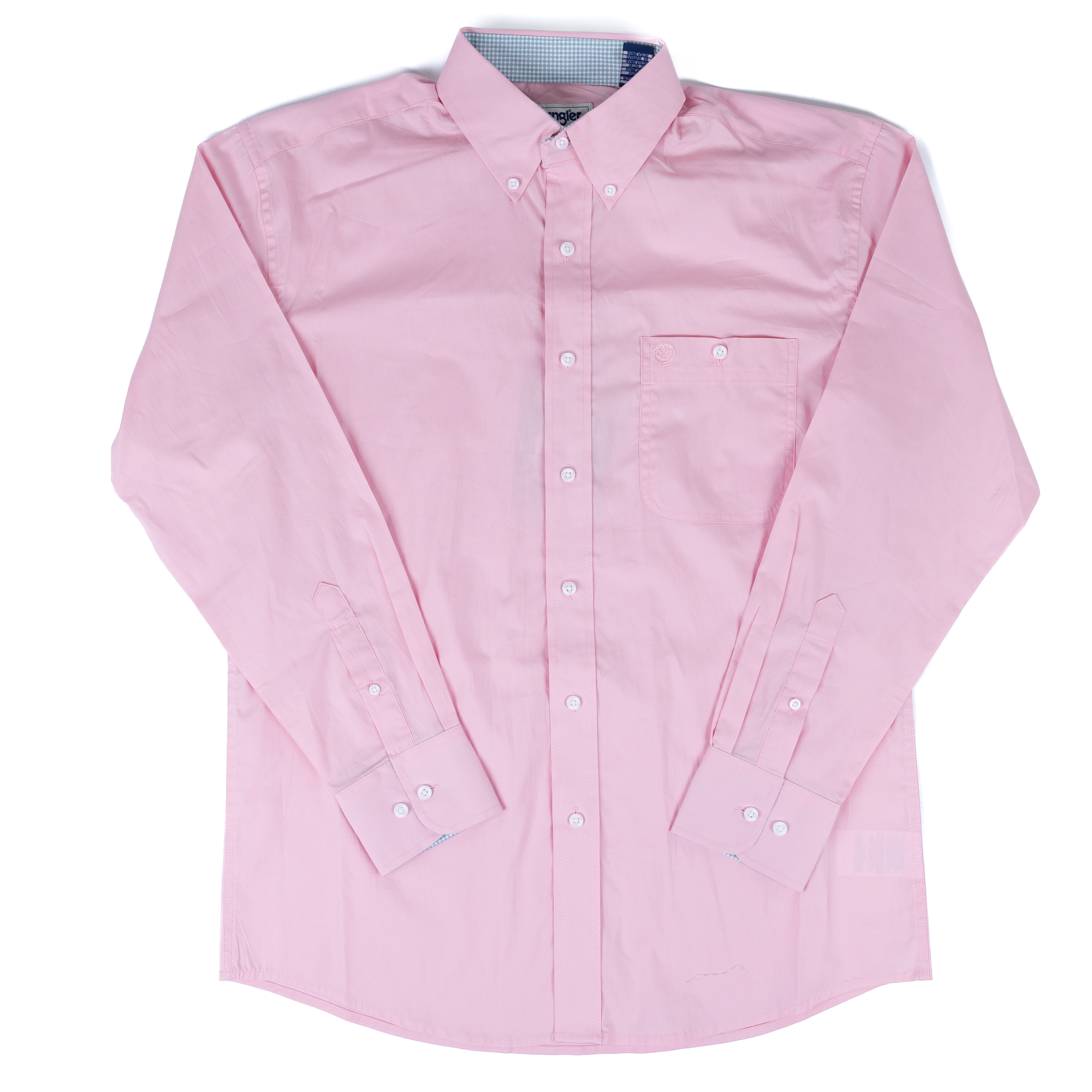 Men's Wrangler George Strait Long Sleeve Solid Pink Button Up 112379046