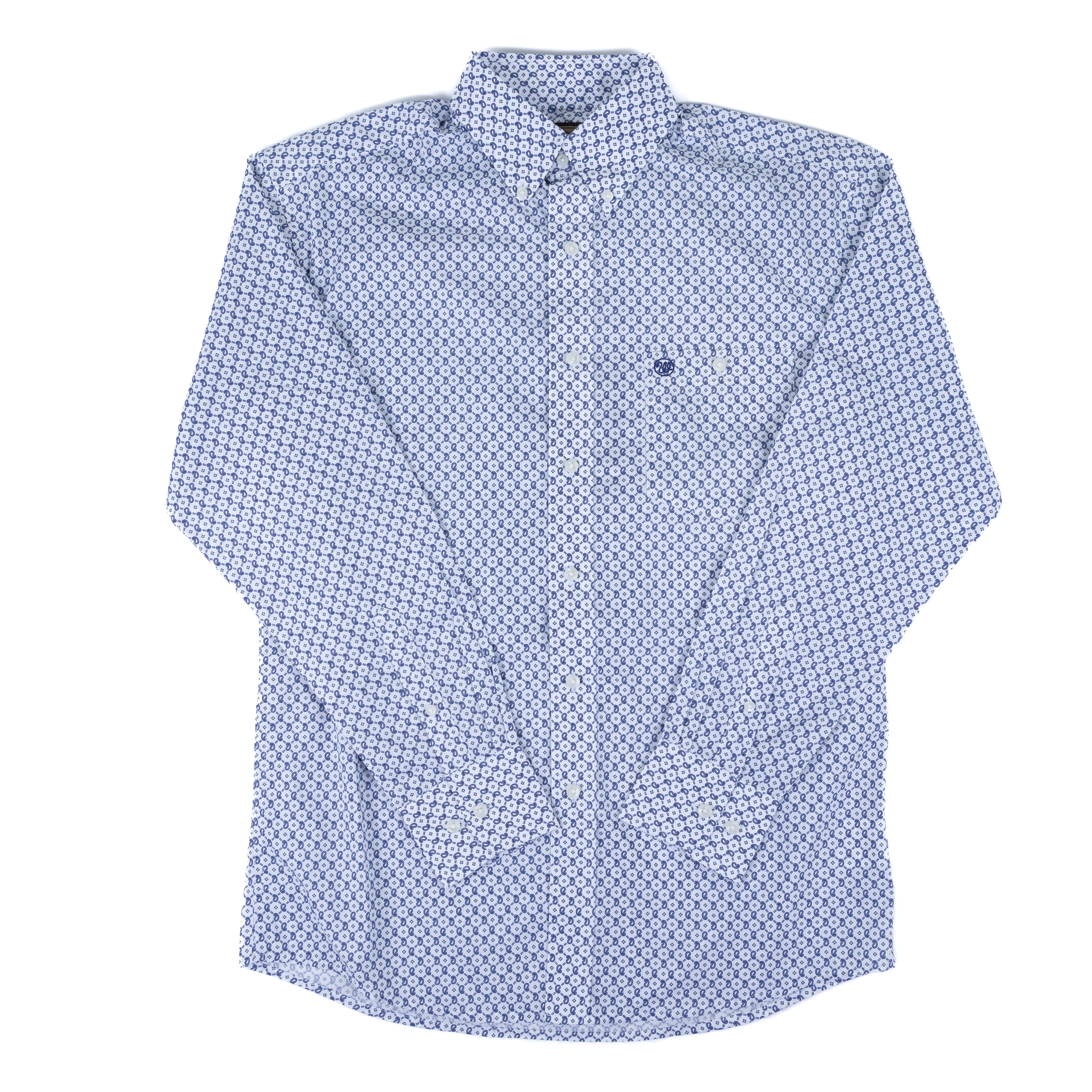 Men's Wrangler Long Sleeve Classic Blue Printed Button Up 112379162