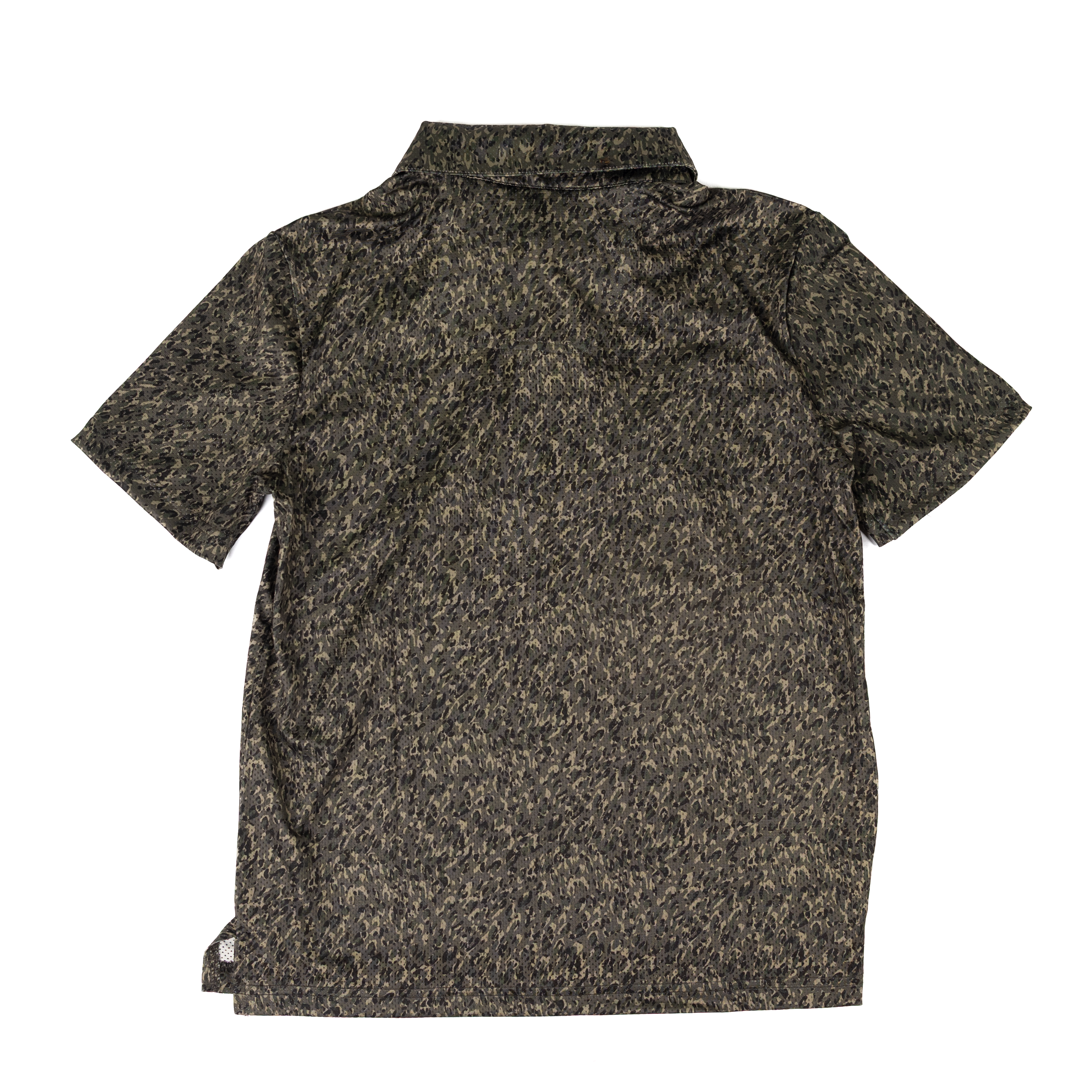 Boy's Rock and Roll Short Sleeve Dark Green Camo Printed Polo BB51T08739