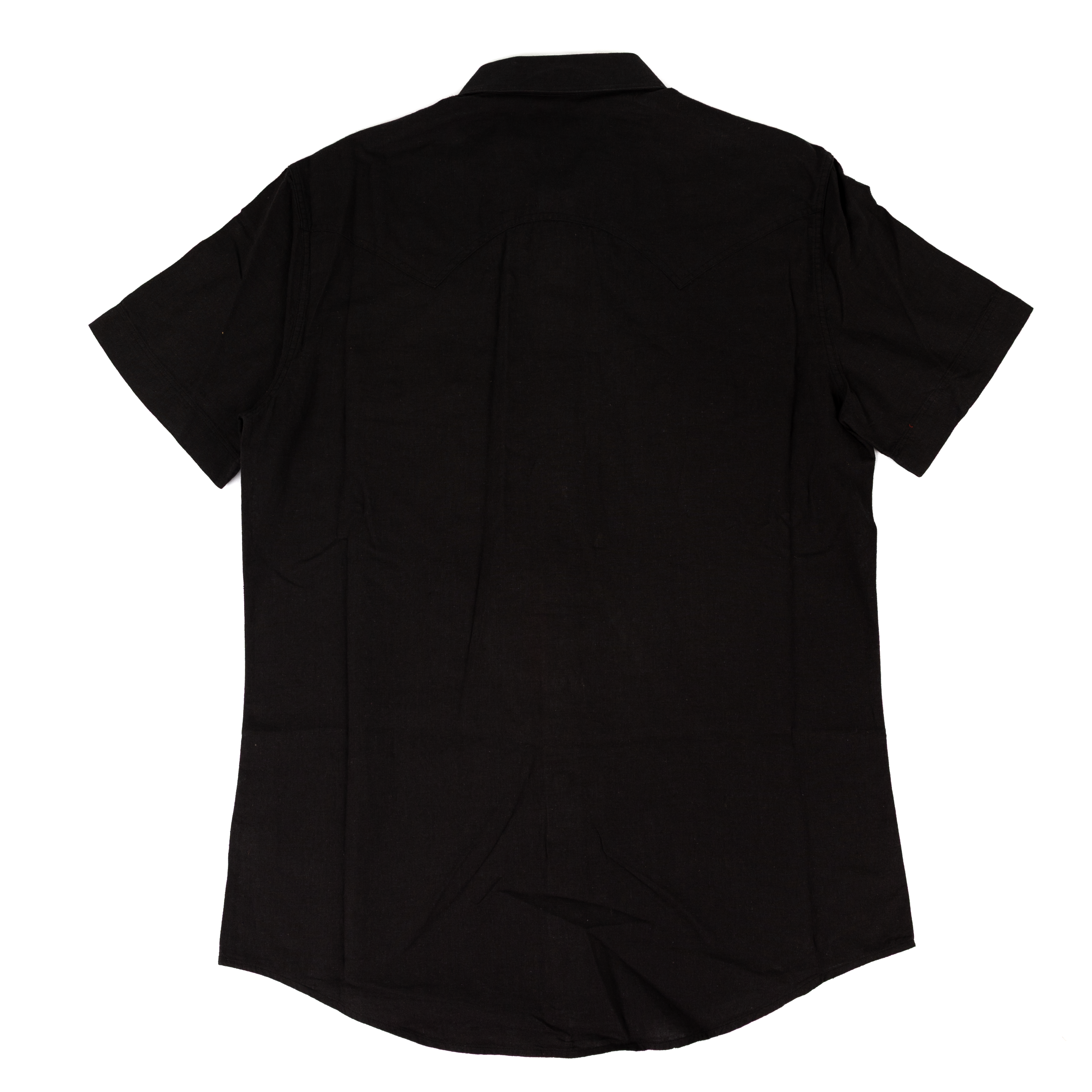 Men's Rock and Roll Denim Short Sleeve Black Button Up Shirt BMN3S08755