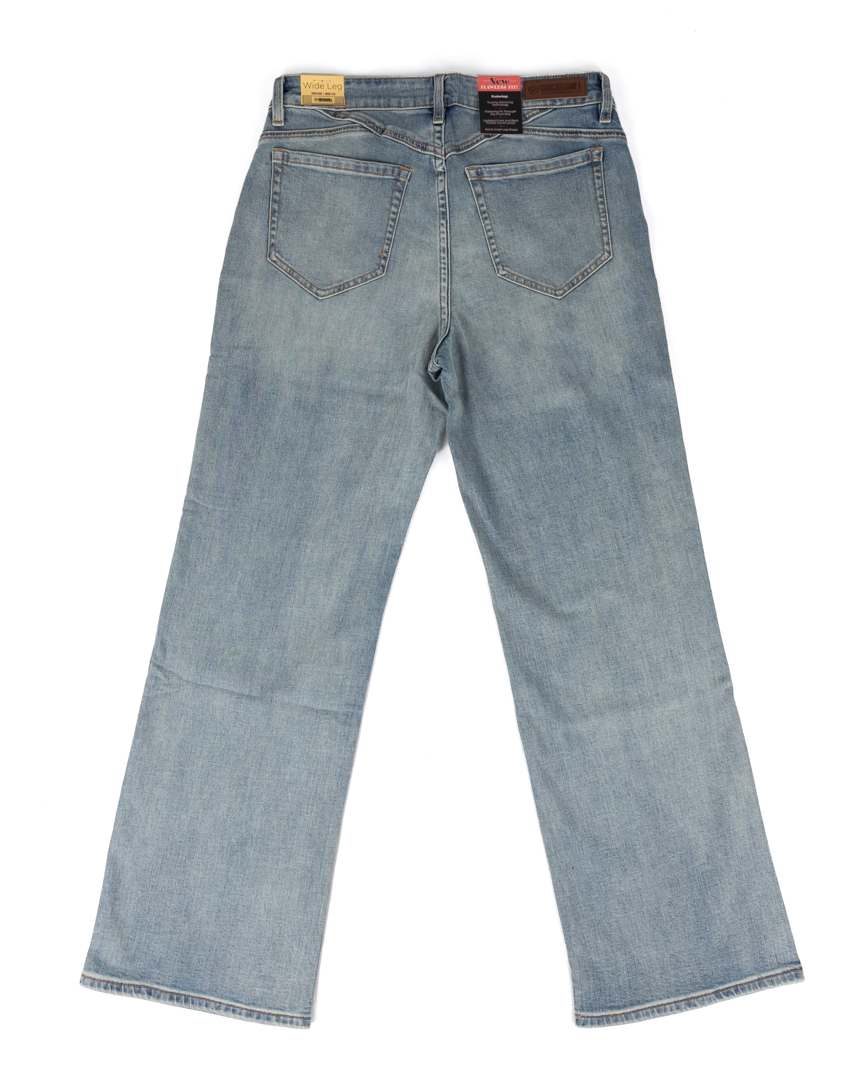 Rock and Roll Women's Light Wash Scalloped Pocket Wide Leg Jeans BW6HD09777