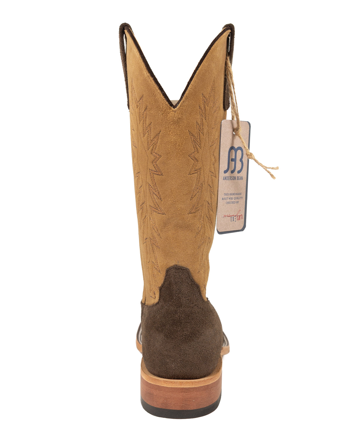 Anderson Bean Men's Chocolate Chap Suede Chino Kidskin Square Toe Boots