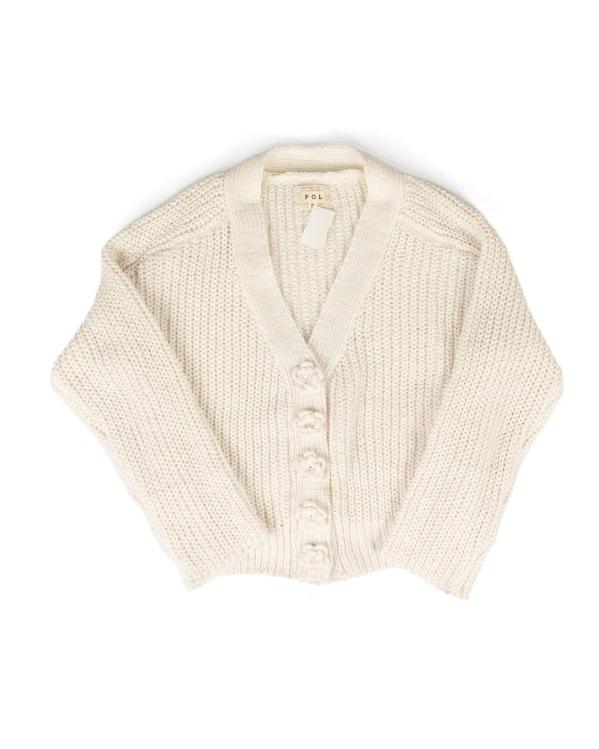 Women's Cream Long Raglan Sleeve V-neck Sweater