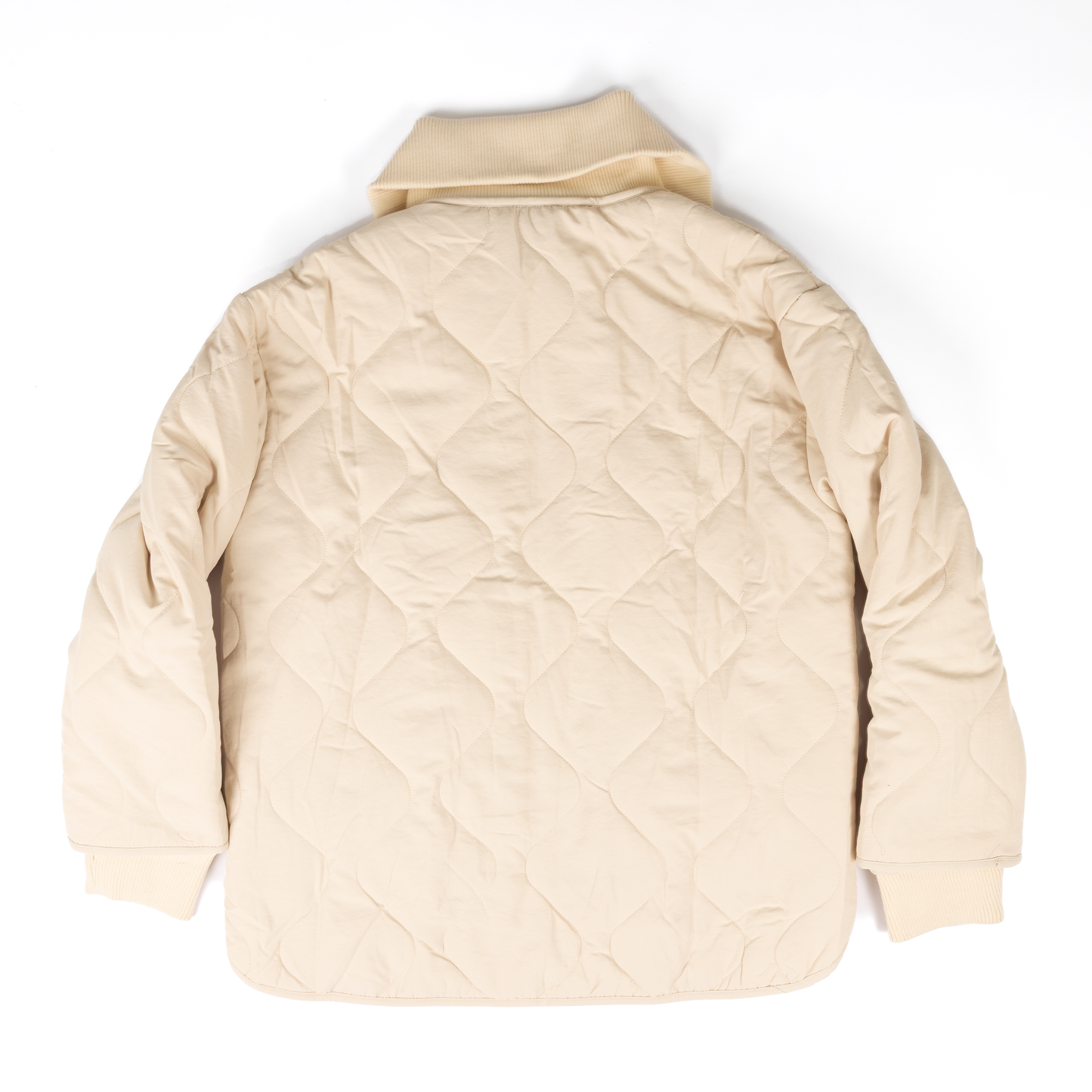 Women's Hem & Thread Quilted Jacket with Ribbed Collar 38669