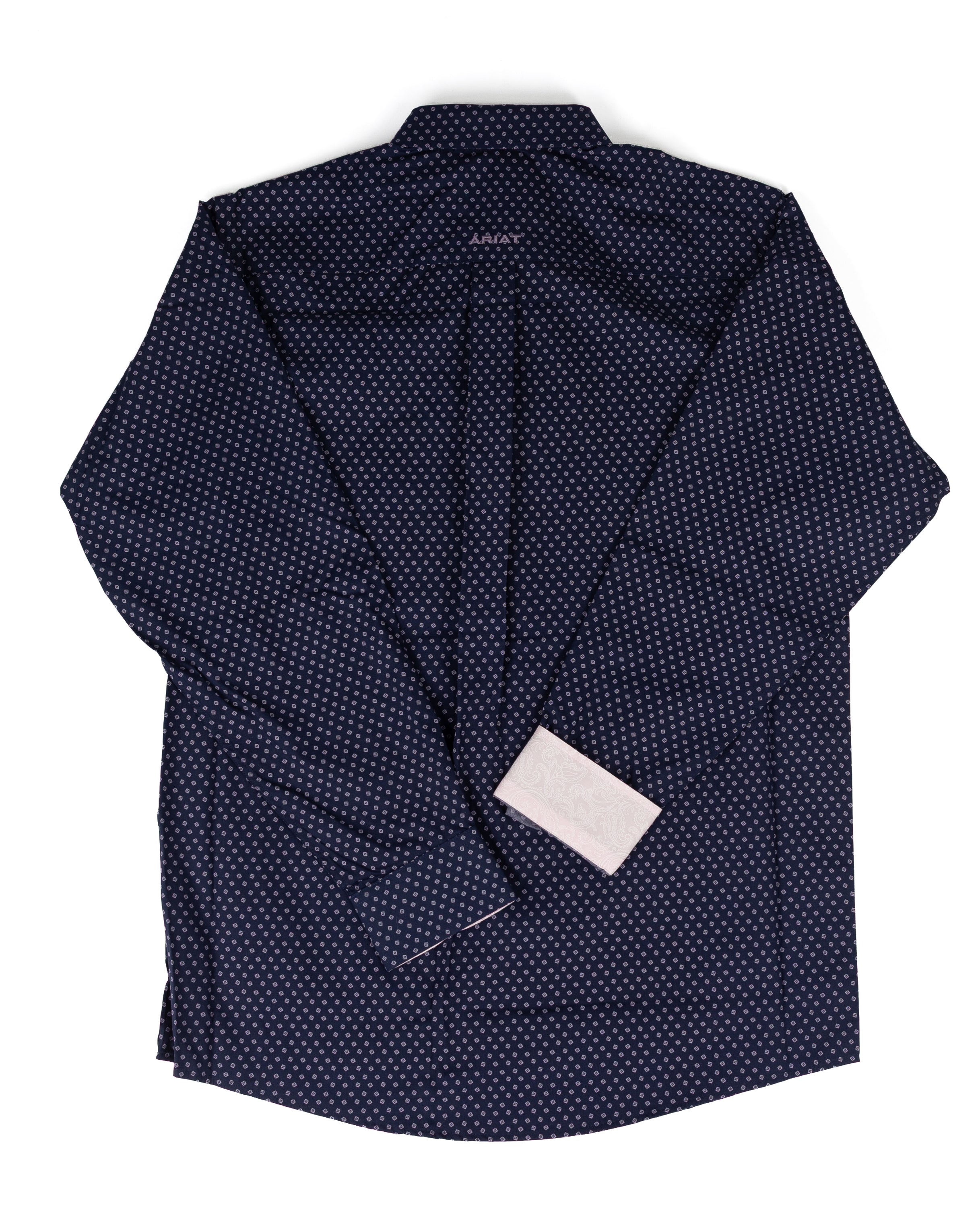 Ariat Men's Long Sleeve Navy Wrinkle Free Classic Fit Button Down Shirt 10079355