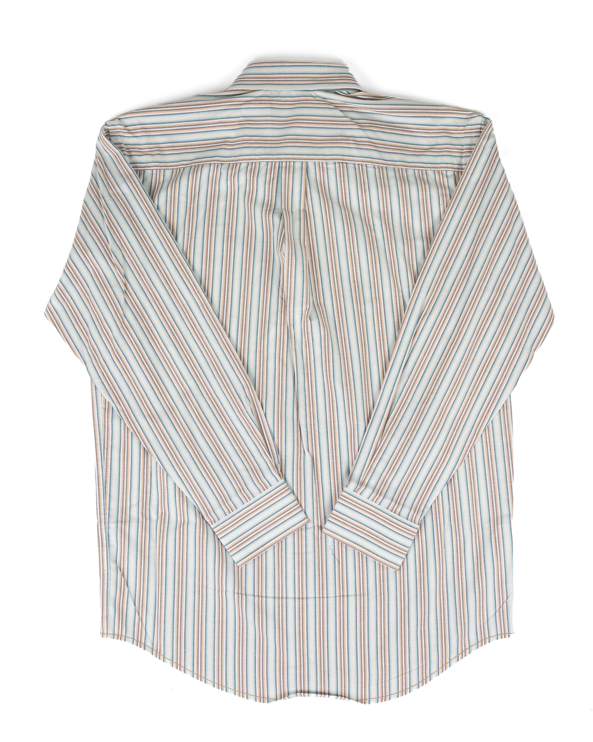 Panhandle Men's Long Sleeve Blue and Tan Striped Button Down Shirt RMB2S09527