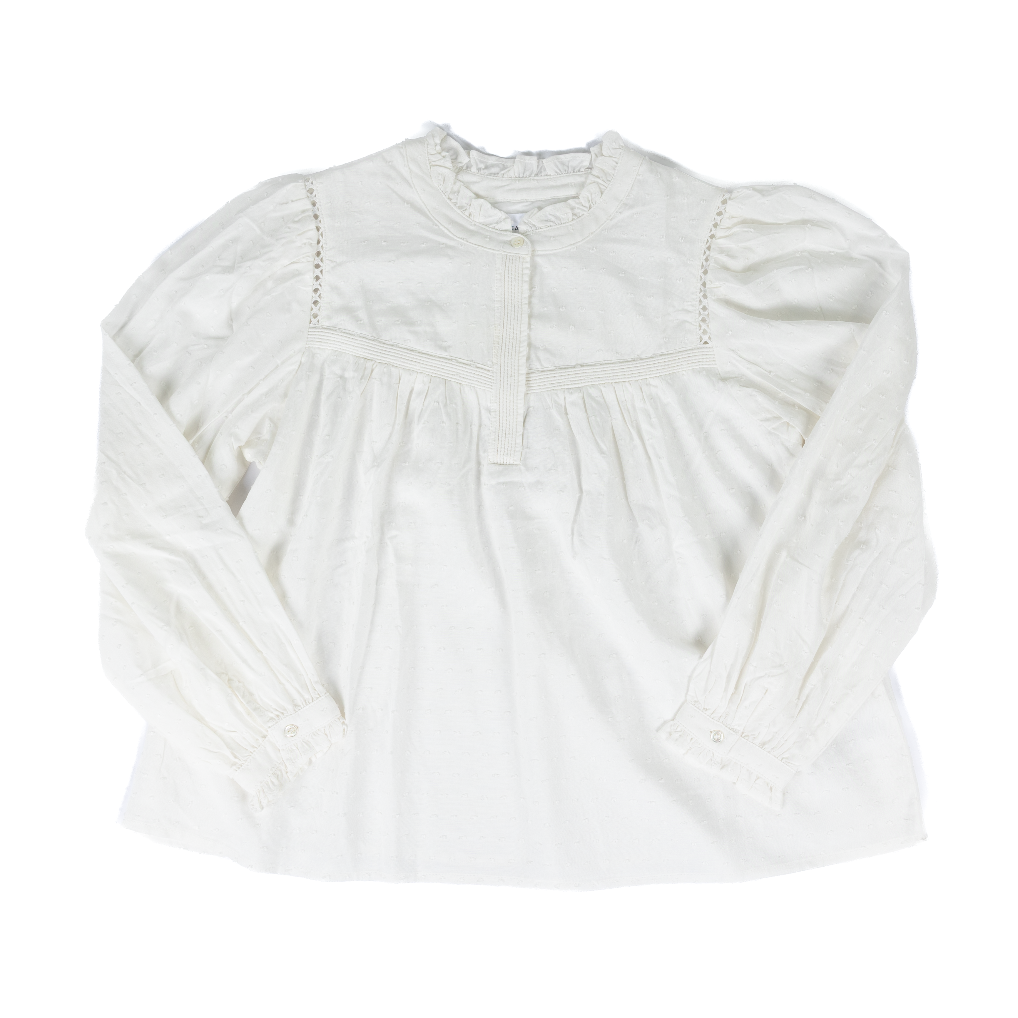 Women's Dear John Naida White Long Sleeve Blouse DSH1518WHT