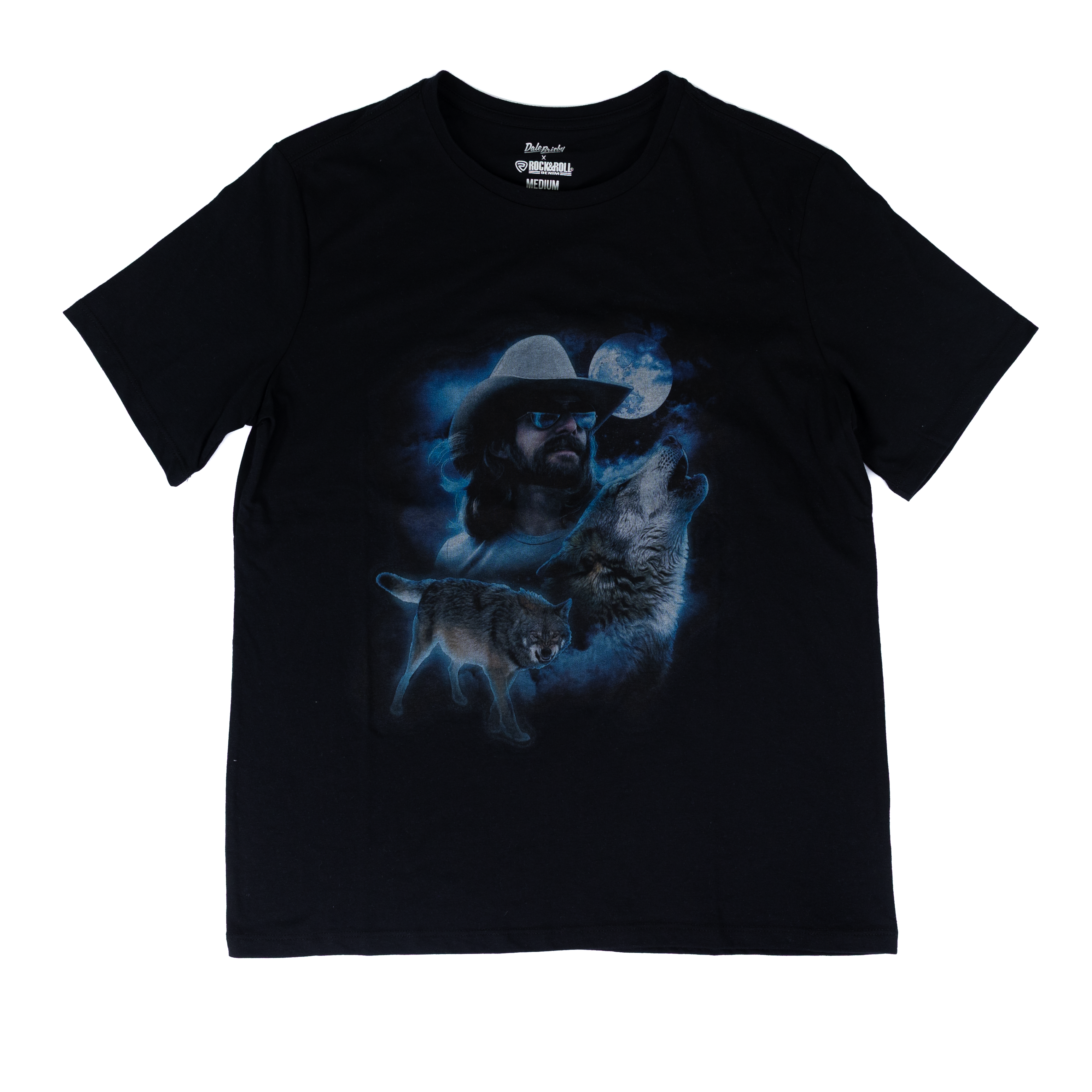 Women's Rock and Roll Short Sleeve Dale Brisby Moon and Wolf Graphic T-shirt BU21T08597