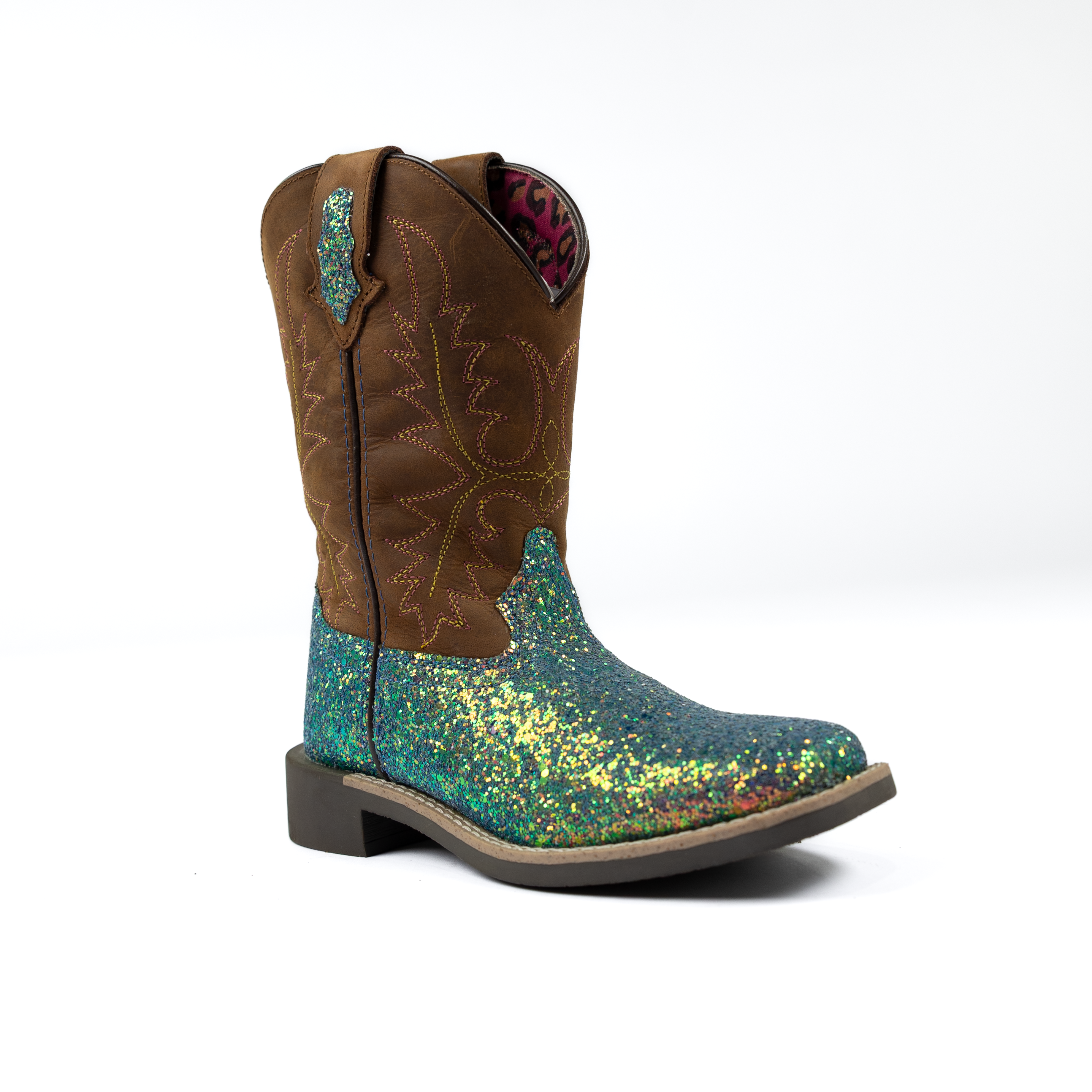 Girl's Youth Smoky Mountain Ariel Glitter Square Toe Western Boots