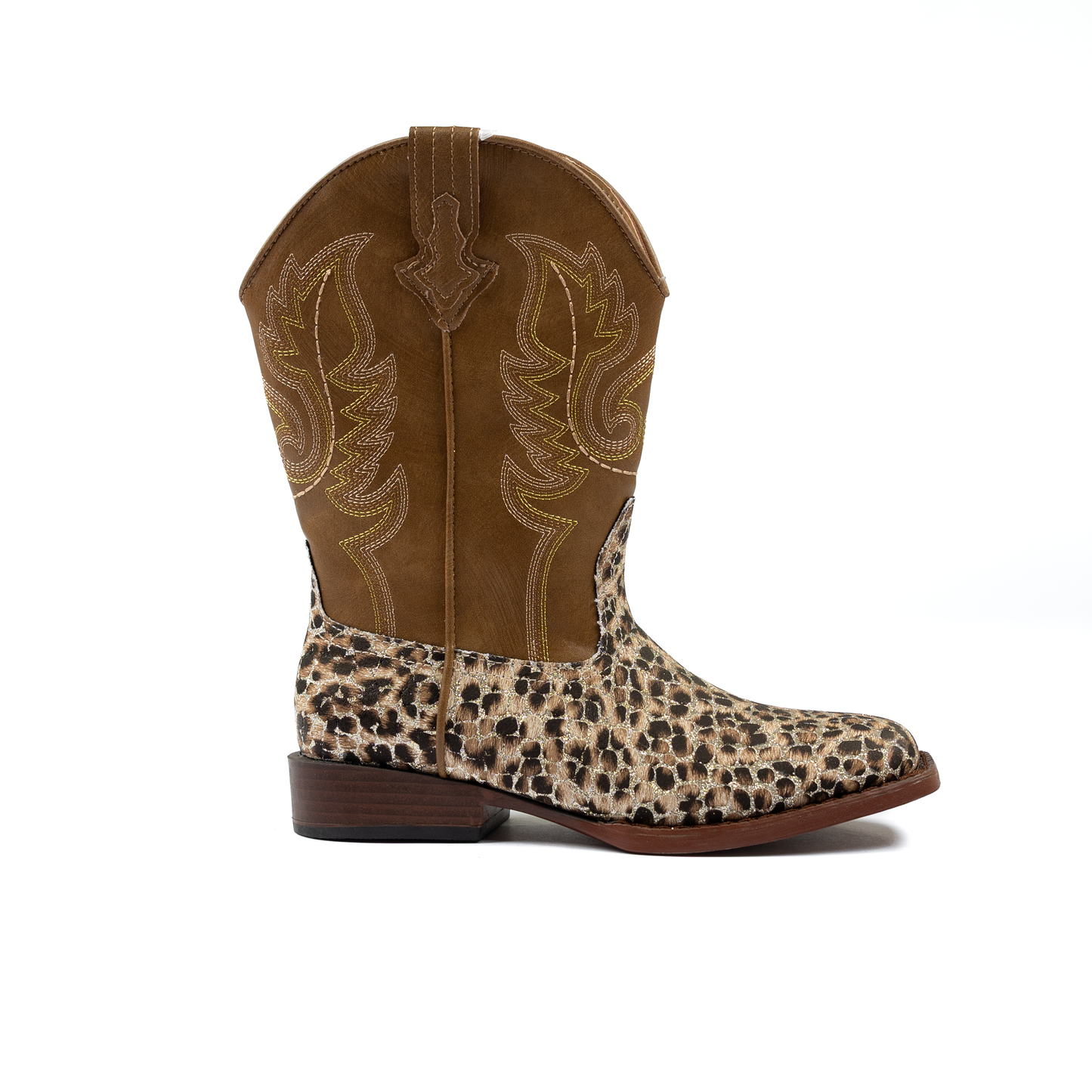 Girl's Roper Glitter Leopard Faux Leather Western Boot