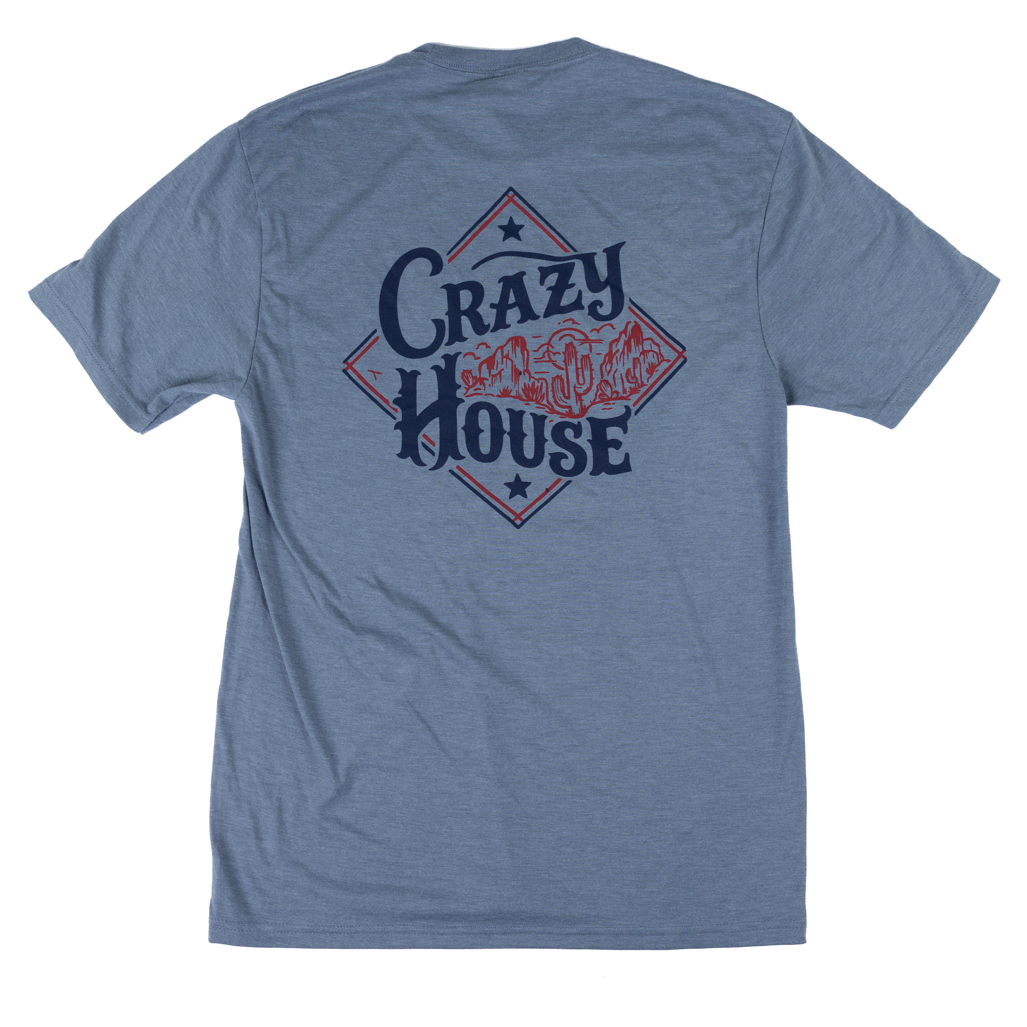 Crazy House Short Sleeve Heather Blue Printed Shirt
