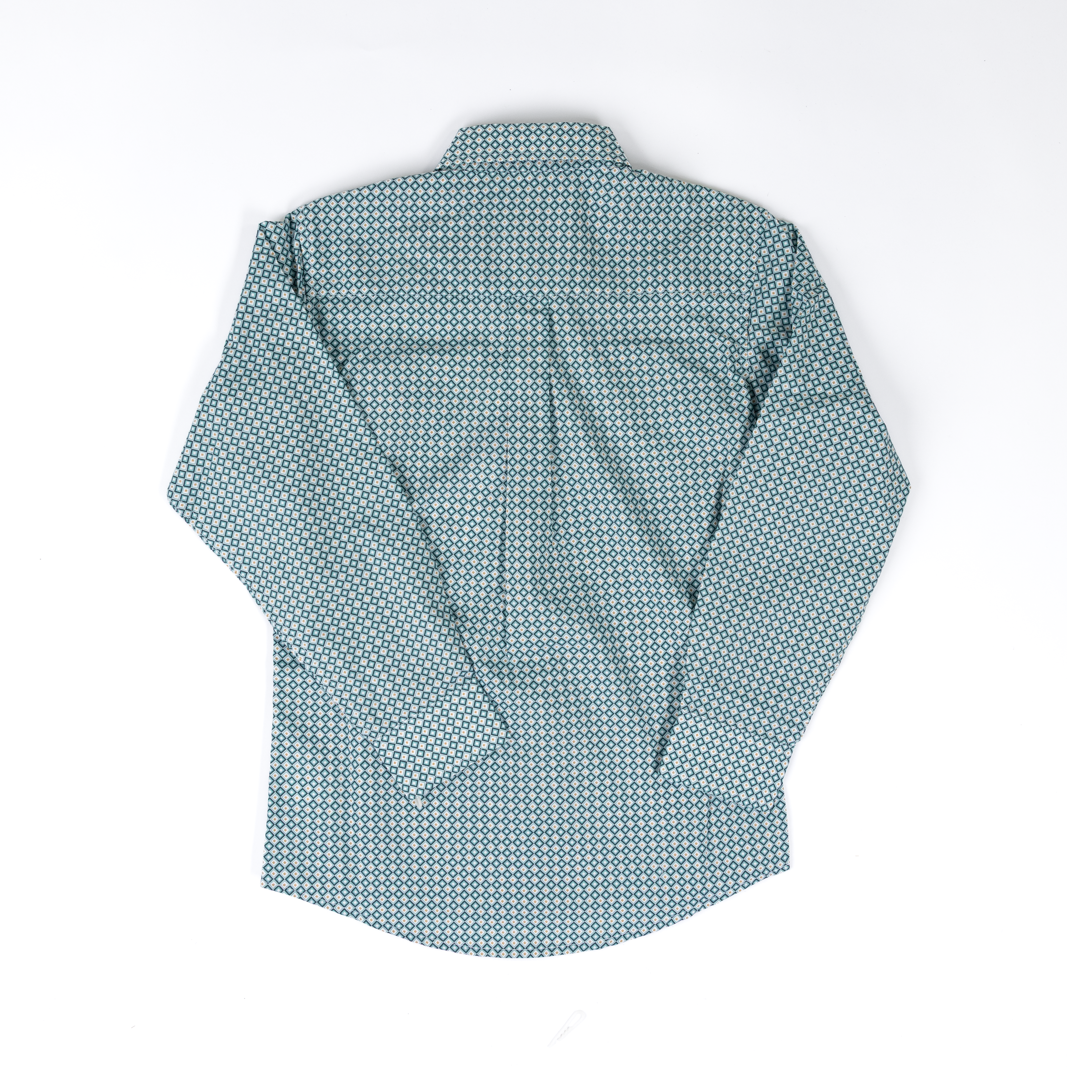 Boy's Wrangler Classic Turquoise Print Button Up Shirt 112374801