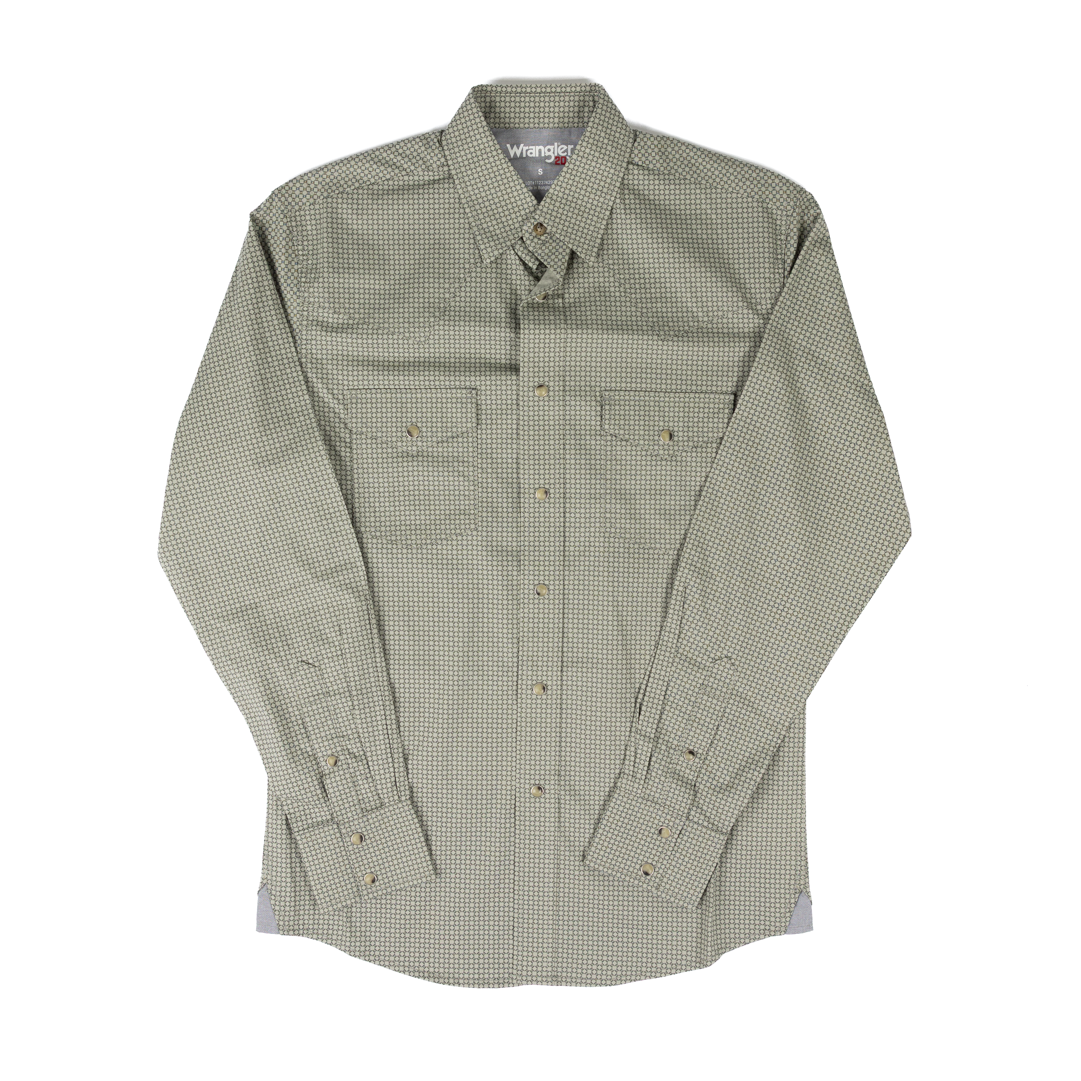 Men's Wrangler 20X Long Sleeve Green Patterned Shirt 112374297