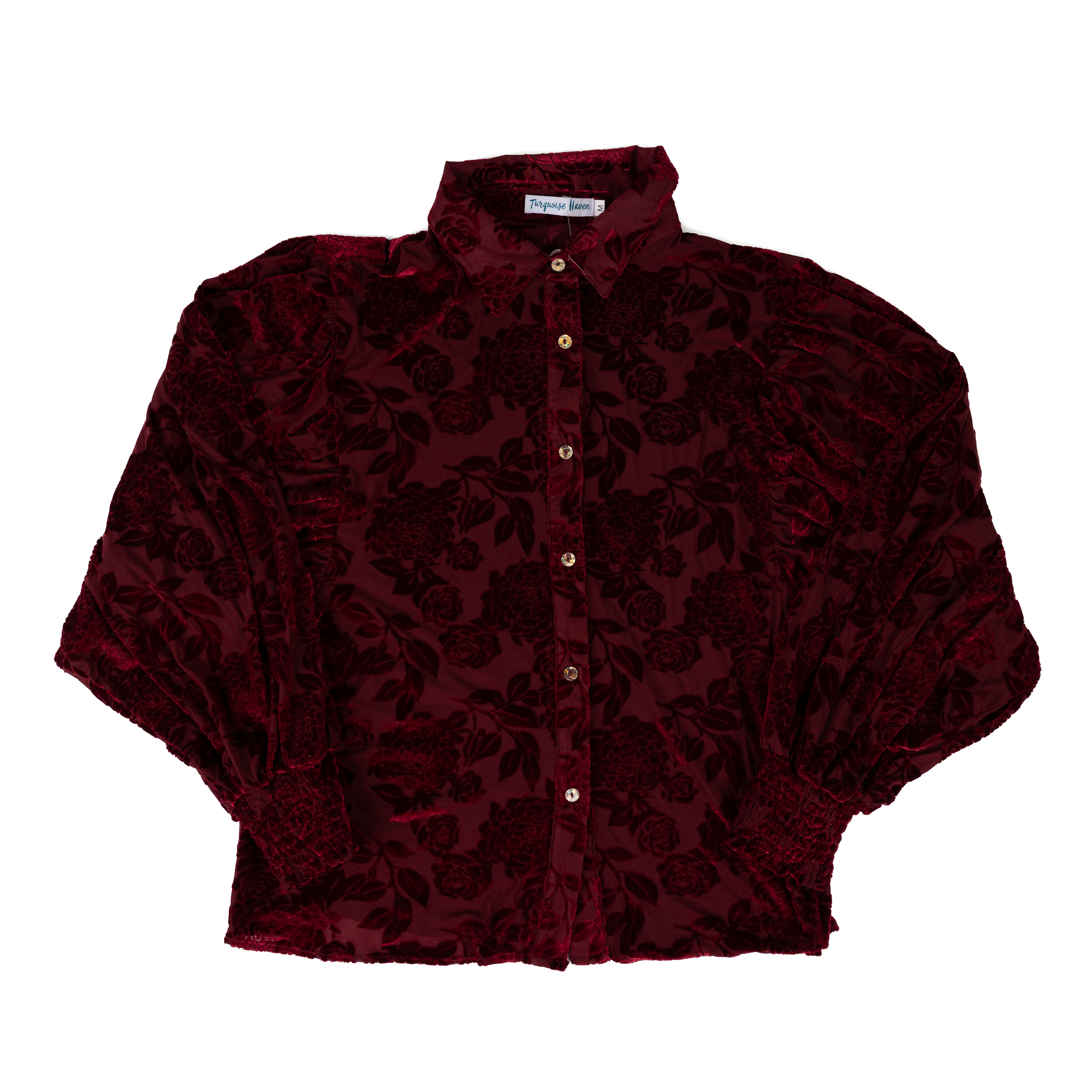 Women's Turquoise Haven Mesh Button Up Top