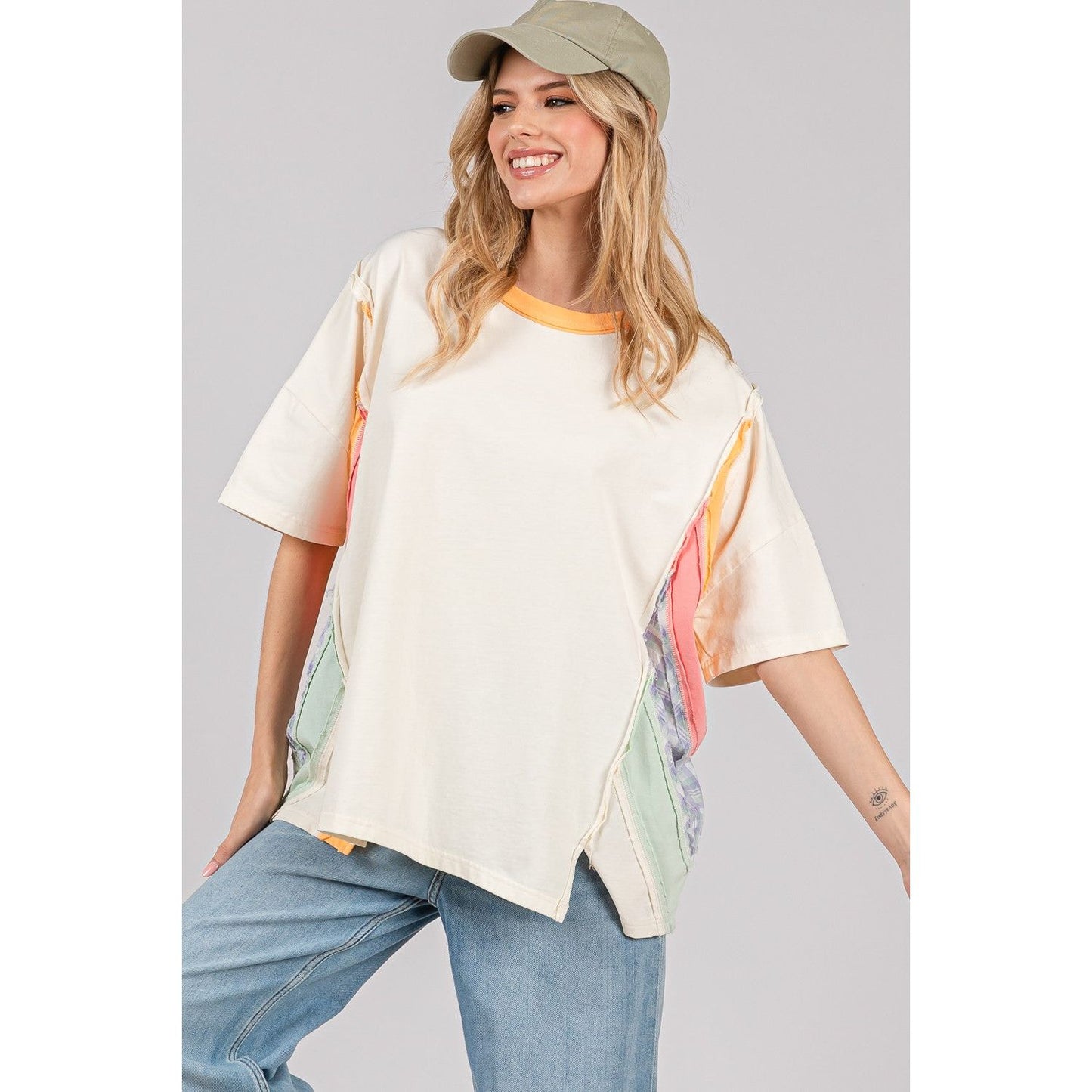 Women's Sunset Colorblock Oversized Tee ST7727