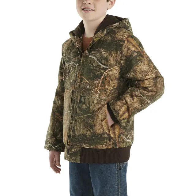 Boy's Carhartt Zip-Front Canvas Insulated Hooded Camo Jacket CP8579-CR27-JT6