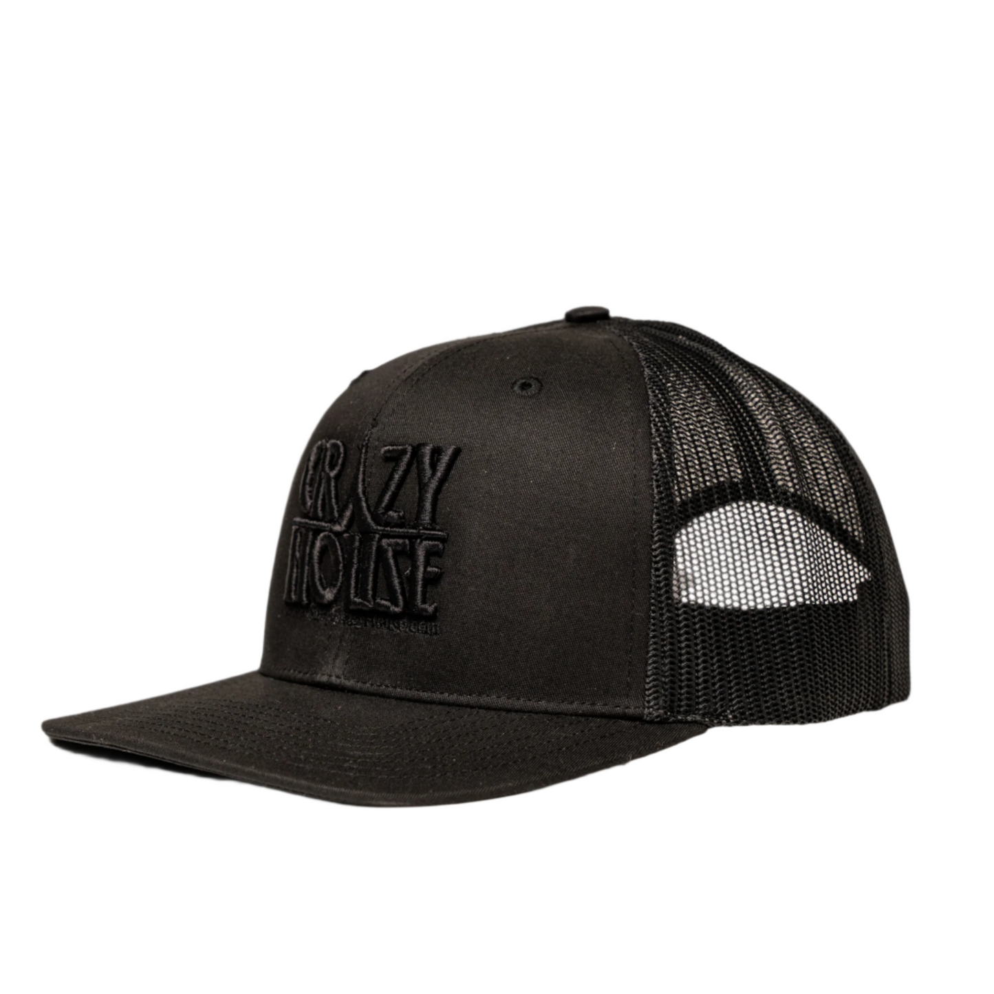 Crazy House Black on Black Trucker Cap with Stitching - Crazy House Western Wear