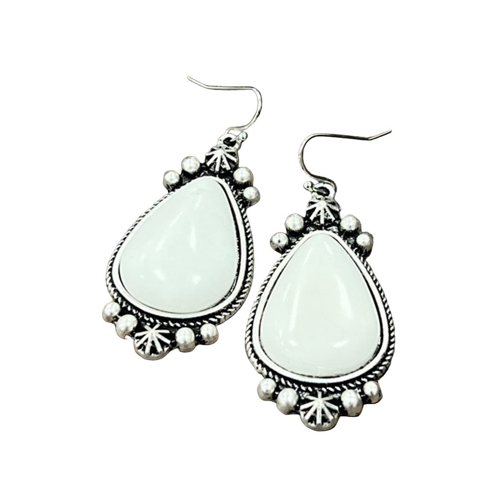 Women's Isac 2" Long White Turquoise Earrings
