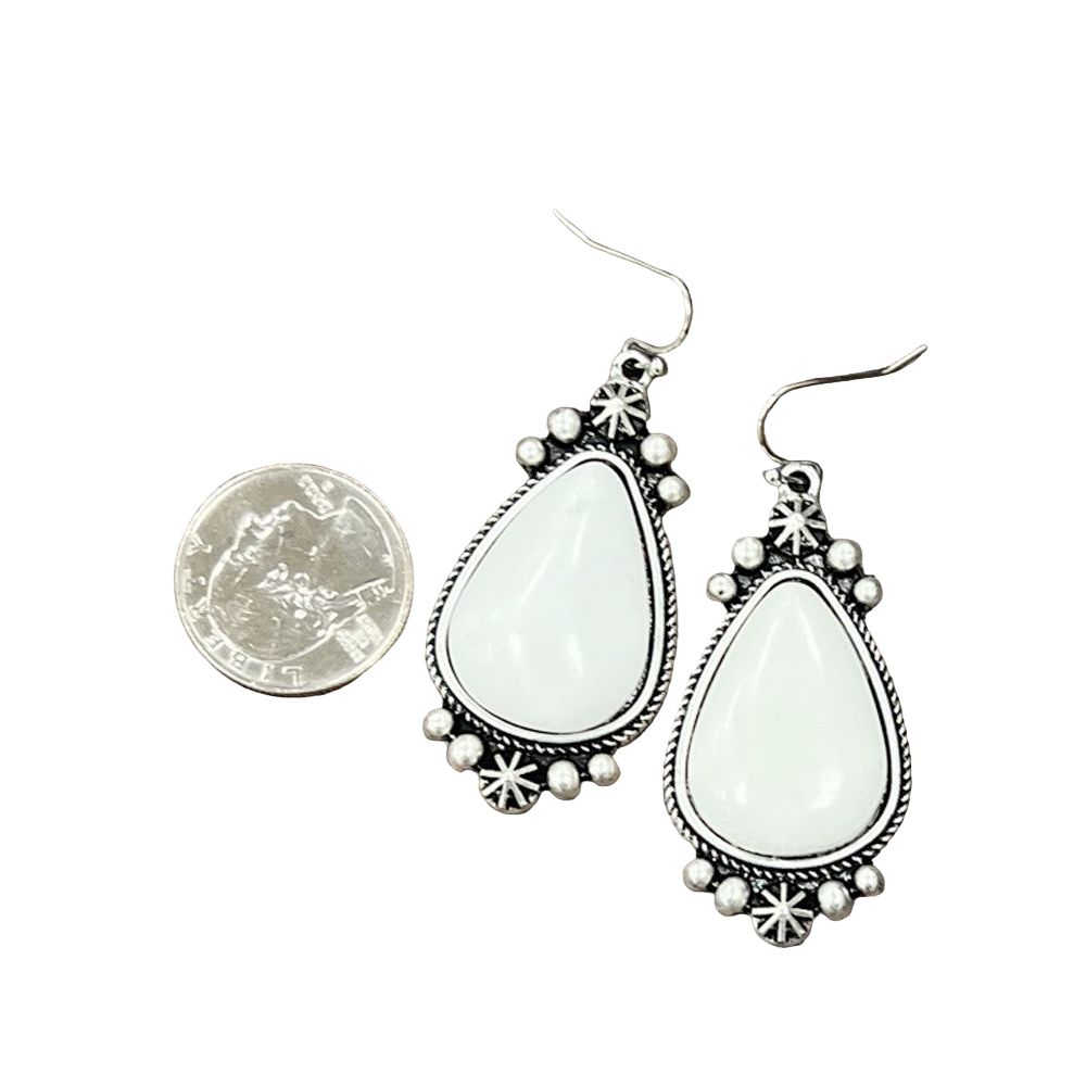 Women's Isac 2" Long White Turquoise Earrings