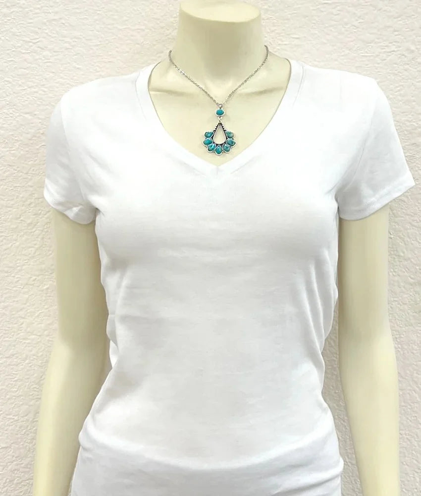Women's Isac Silver and Turquoise 16" Western Gemstone Necklace