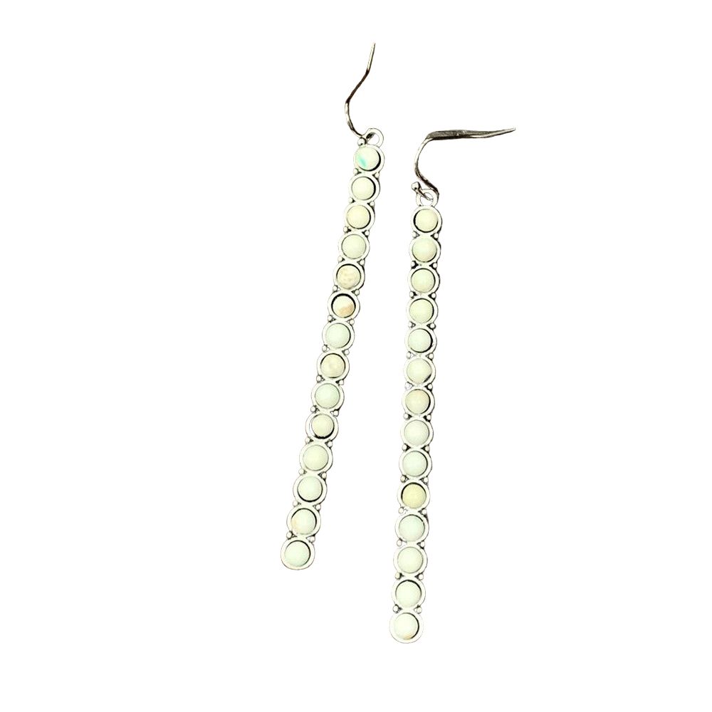 Women's Isac 3" Long White Turquoise Earrings
