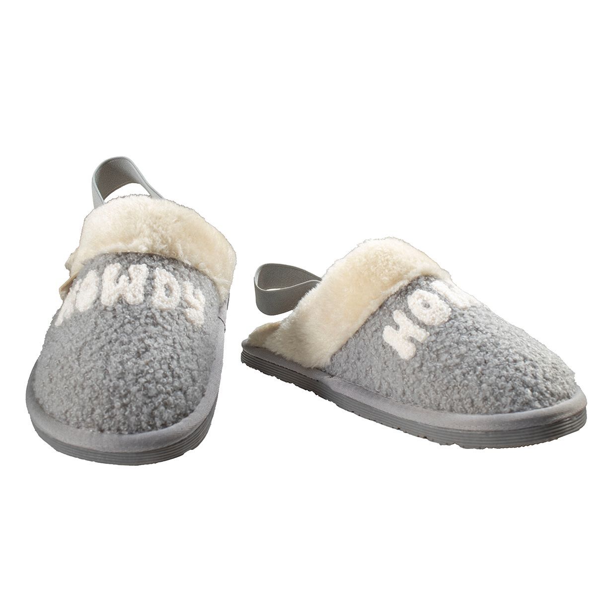 Girl's Twister Grey and White "howdy" House Shoes 5740212