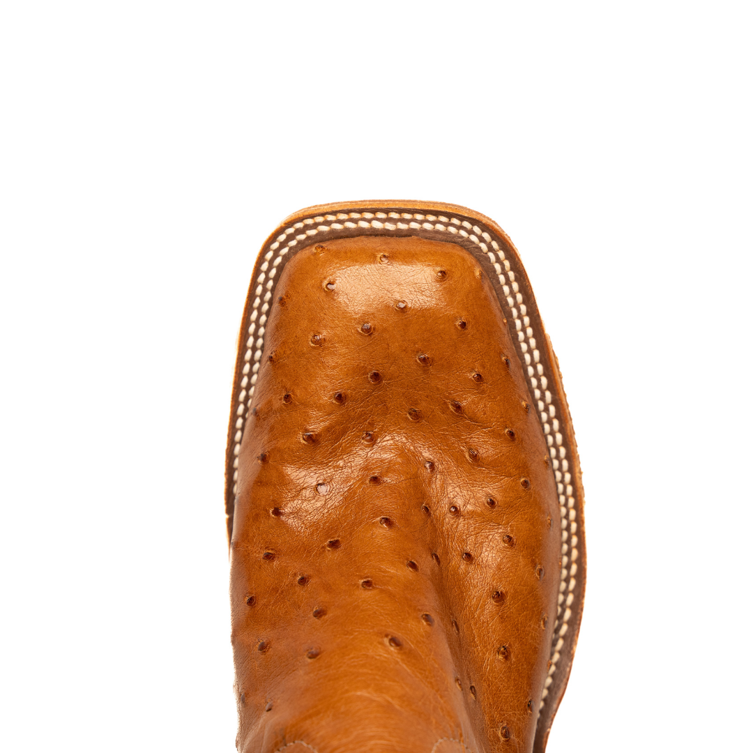 Anderson Bean Cognac Full Quill Ostrich with 13" Bone Glove Top - Crazy House Western Wear