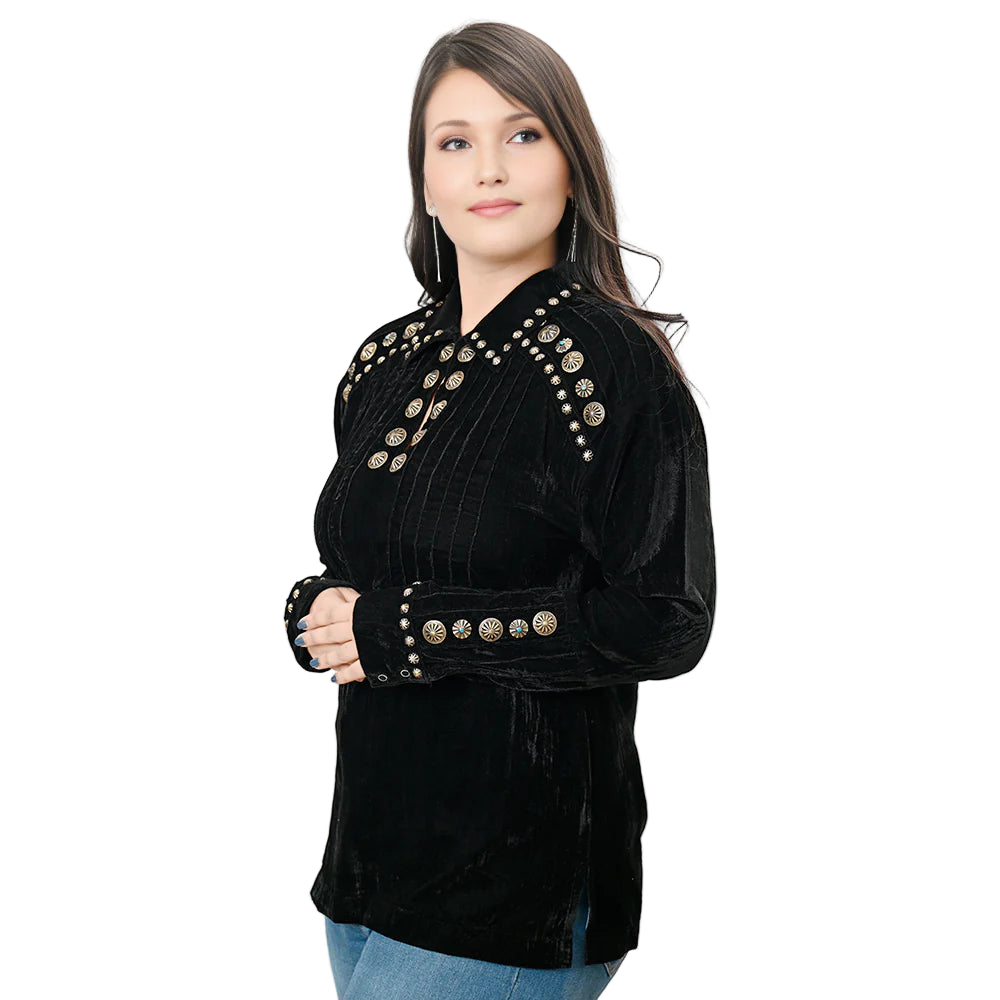 Women's American Darling Silky Velvet Long Sleeve Shirt ADSH029