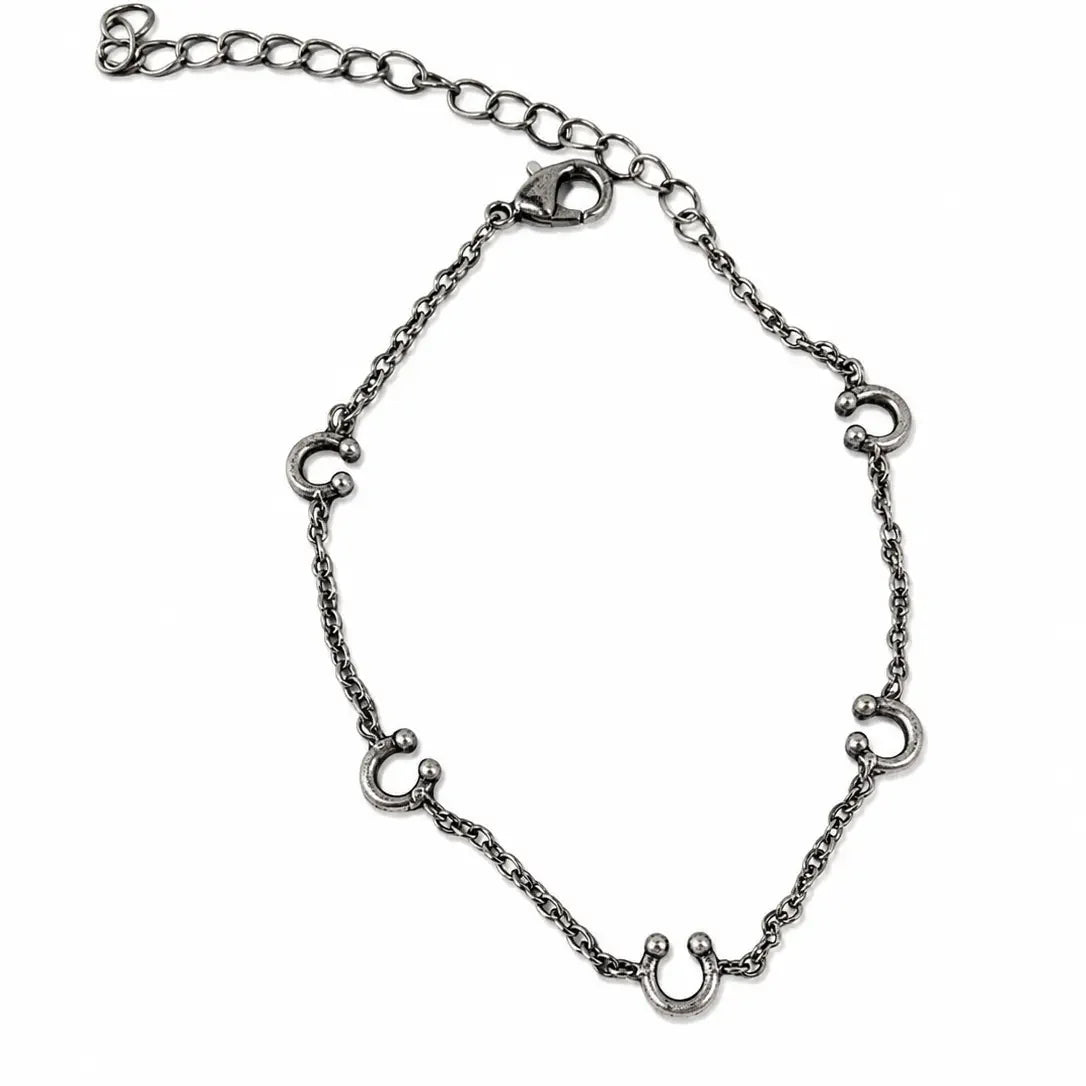 Women's West & Co 18K White Gold Plated Horseshoe Charm Bracelet WC-BR21WG