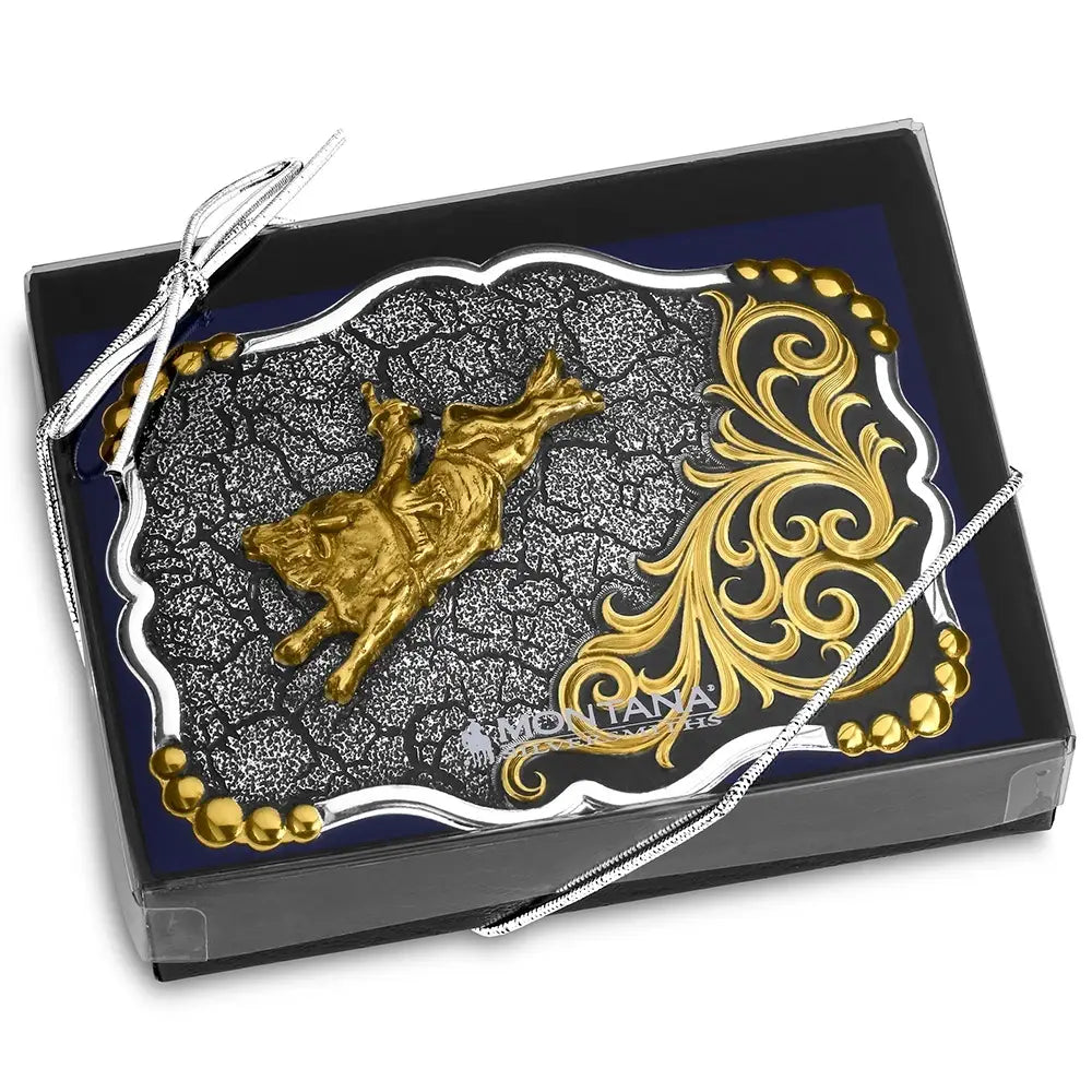 Men's Montana Silversmiths Shadow Mesa Cracked Earth Buckle with Bull Rider 58510-528