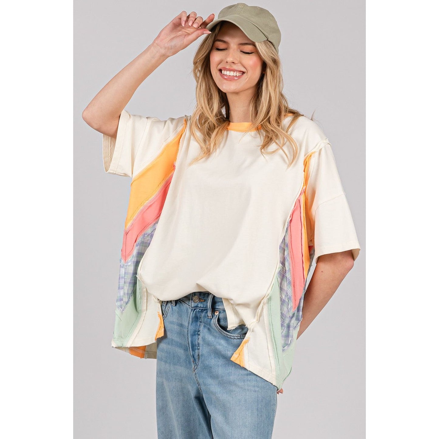 Women's Sunset Colorblock Oversized Tee ST7727