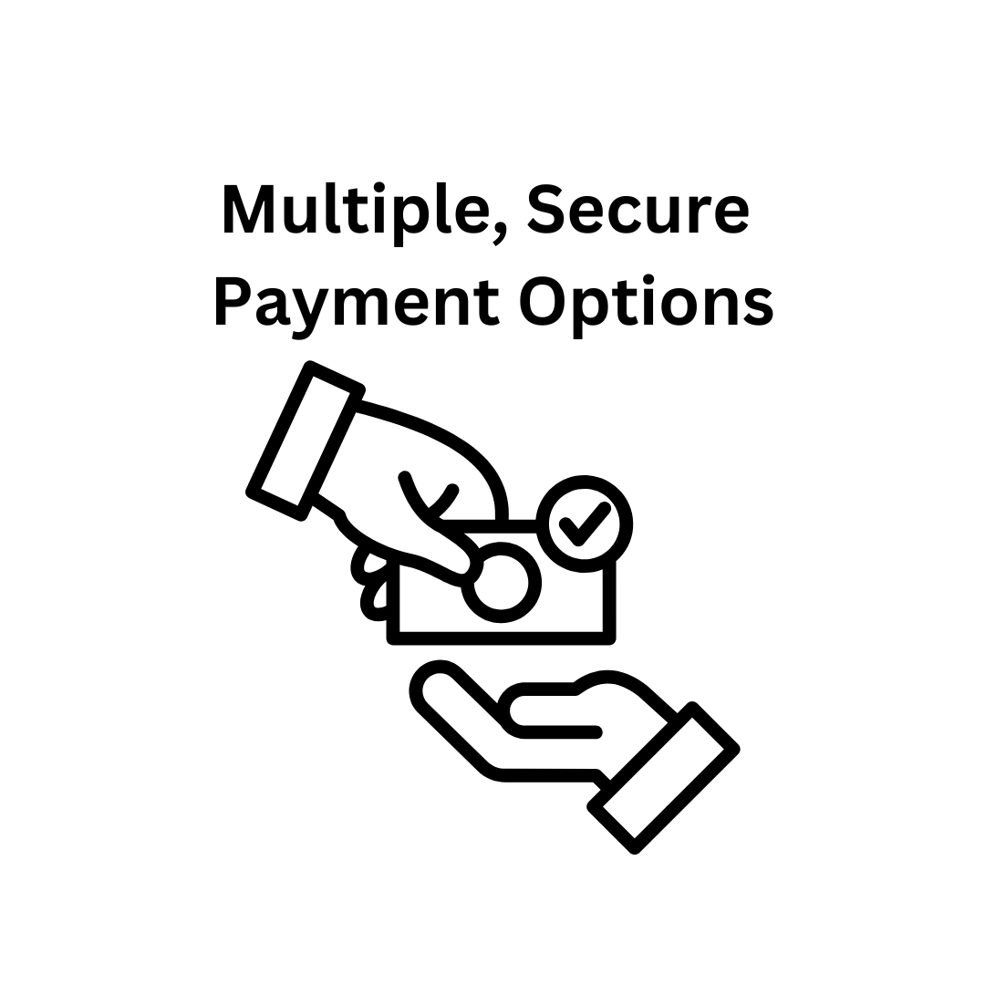 Icon of a hand holding a card with a checkmark, symbolizing secure payment options.
