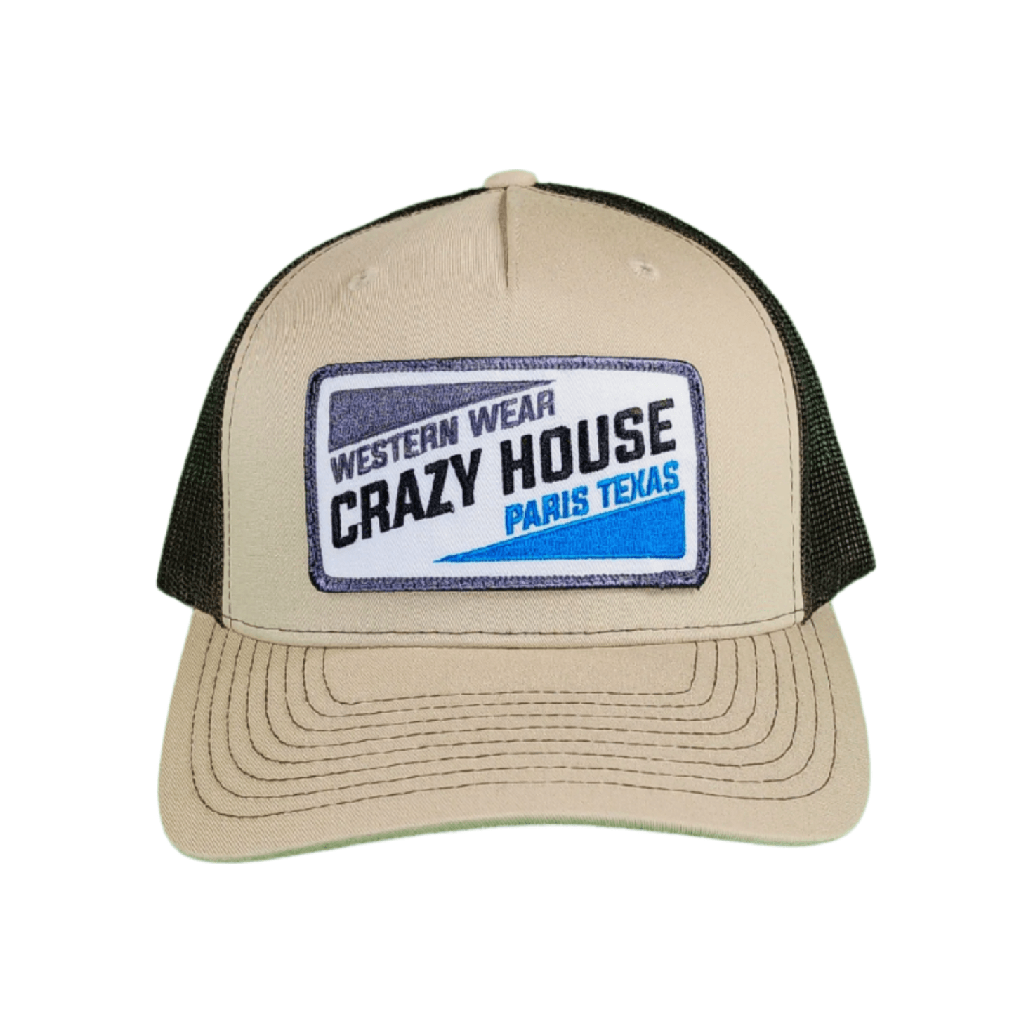 Tan Snapback with Diagonal Crazy House - Crazy House Western Wear