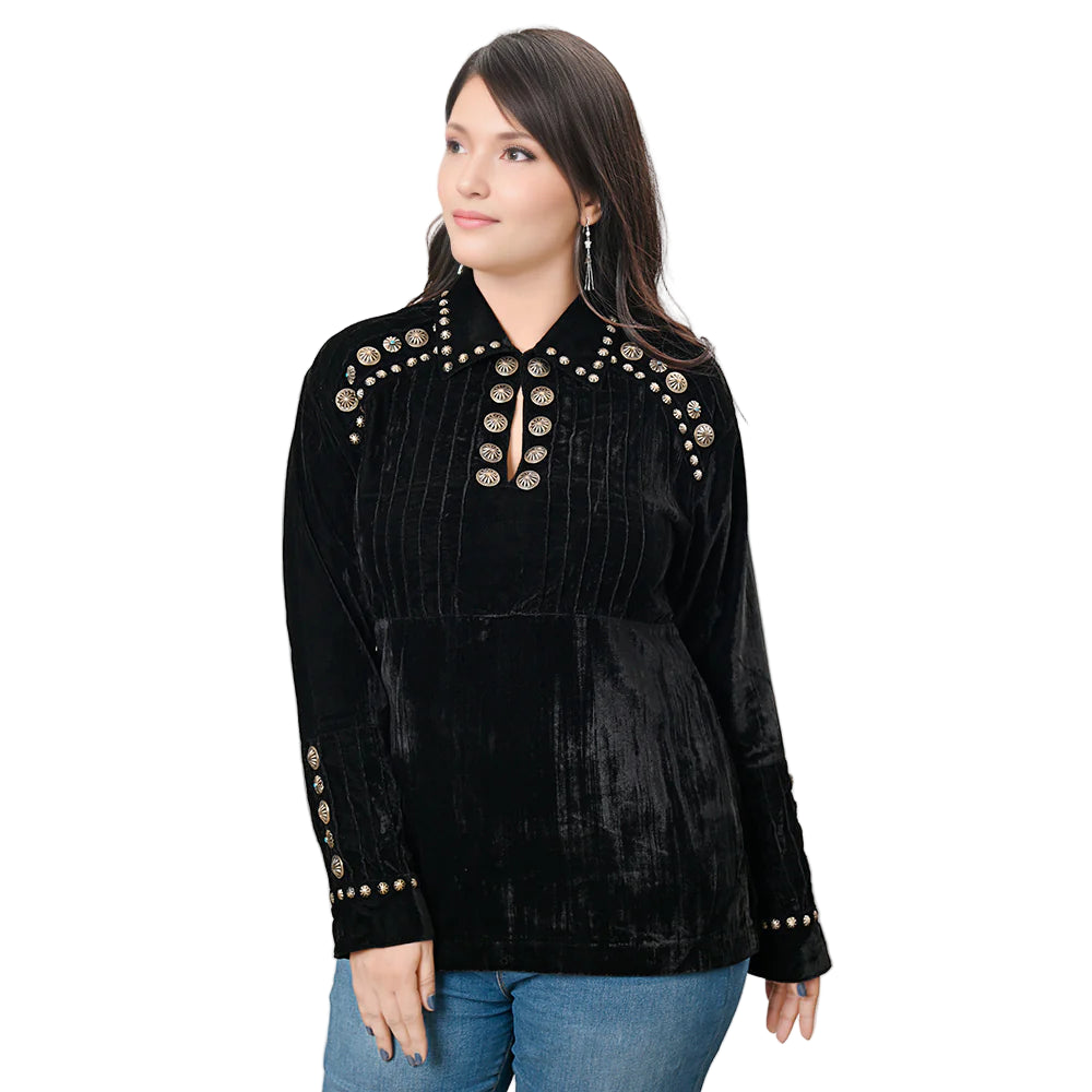 Women's American Darling Silky Velvet Long Sleeve Shirt ADSH029