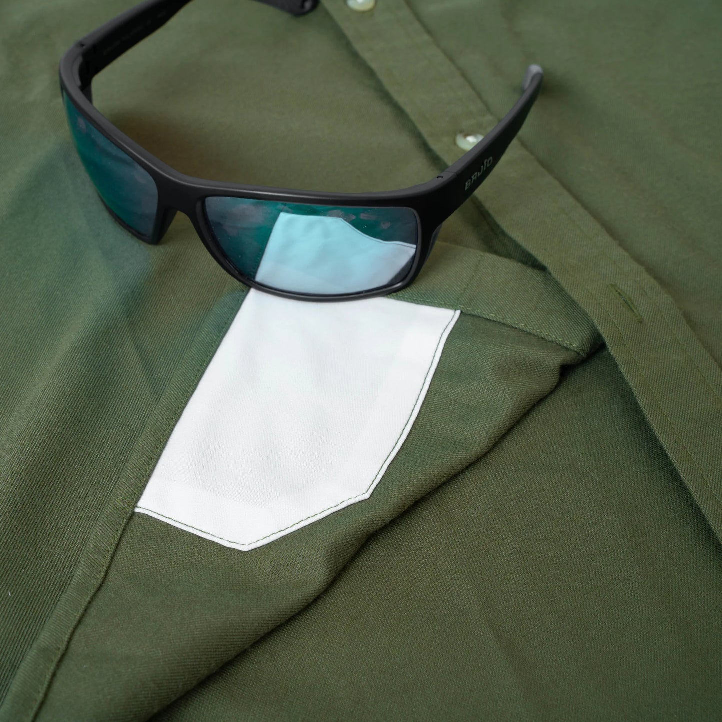 Men's Poncho "The Roosevelt" Green Long Sleeve Button Up
