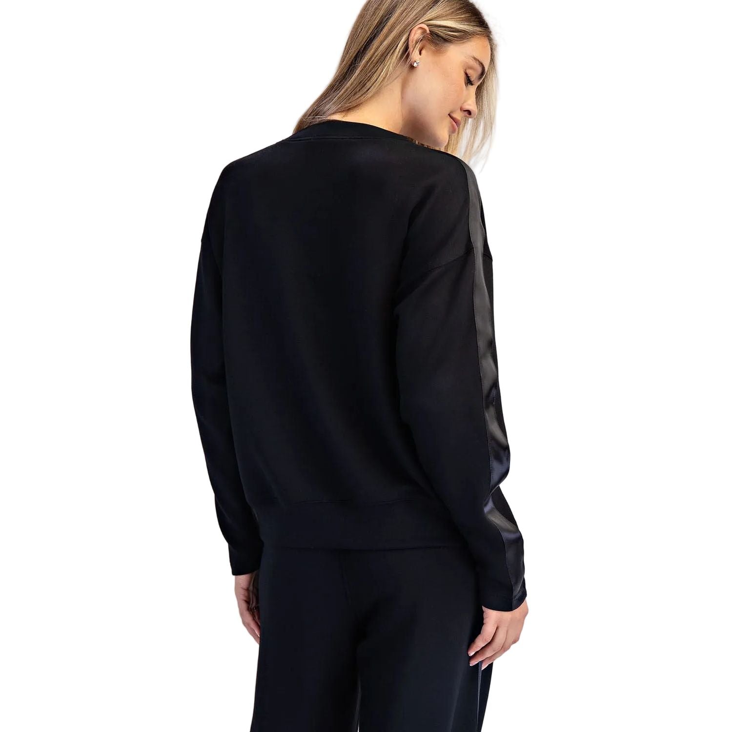 Women's Rae Mode Scuba Luxe Satin Crew Neck Pullover T0068