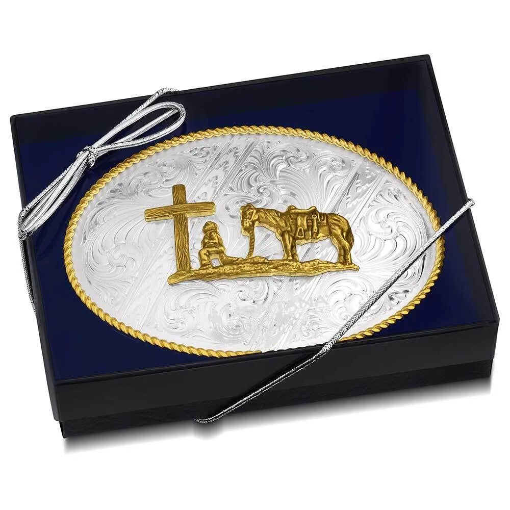 Men's Montana Silversmith Striking Engraved Buckle with Christian Cowboy 6186-731