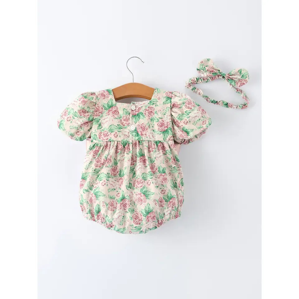 Girl's Infant Vintage Rose Romper