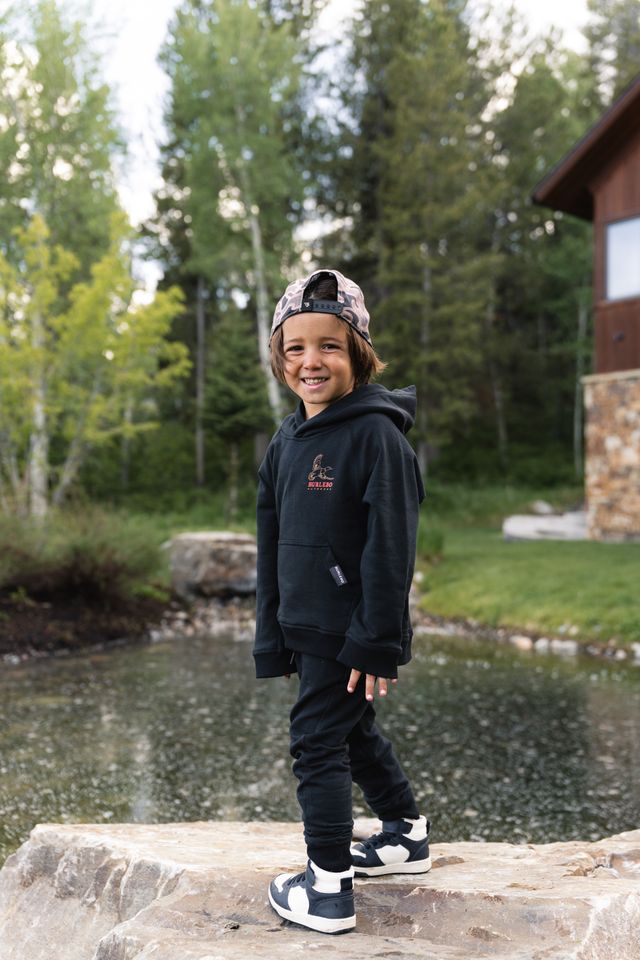 Burlebo Boy's Black Duck Wild Fleece Hoodie Y-FH-DKW-BLK