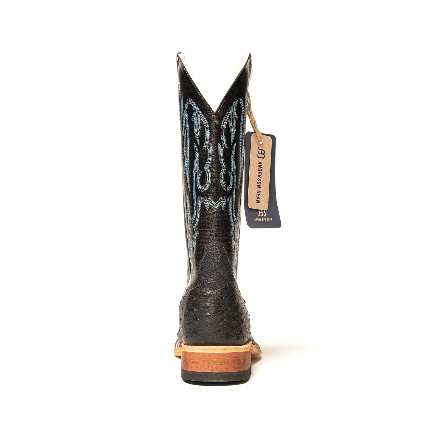Anderson Bean Black Full Quill Ostrich with 13" Black Kidskin Top S3015 - Crazy House Western Wear